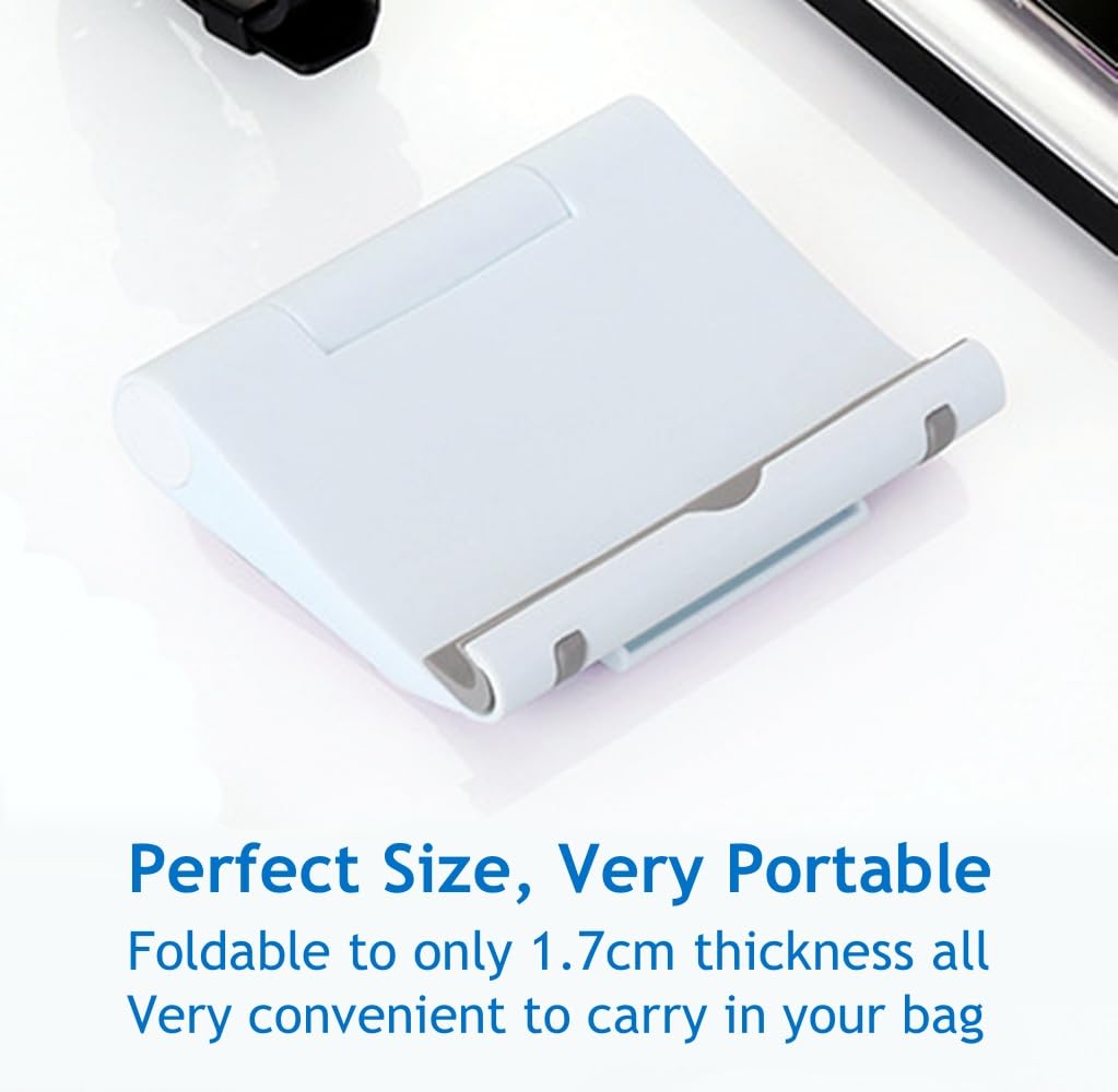 2 Pack Adjustable Foldable Phone Stand for Desk - Universal Cell Phone & Tablet Holder Dock, Compatible with iPhone, Samsung, iPad (White) - Perfect for Office, Home, Video Calls & Hands-Free Viewing