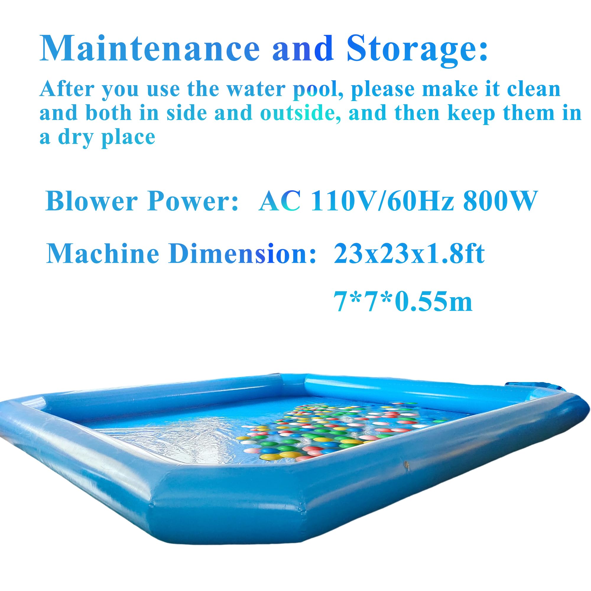 23×23×1.8ft Inflatable Pool - Thickened Family Swimming Pool for Adults & Kids, Outdoor Backyard Water Play, Summer Cooling, Parties with 110V 800W Blower