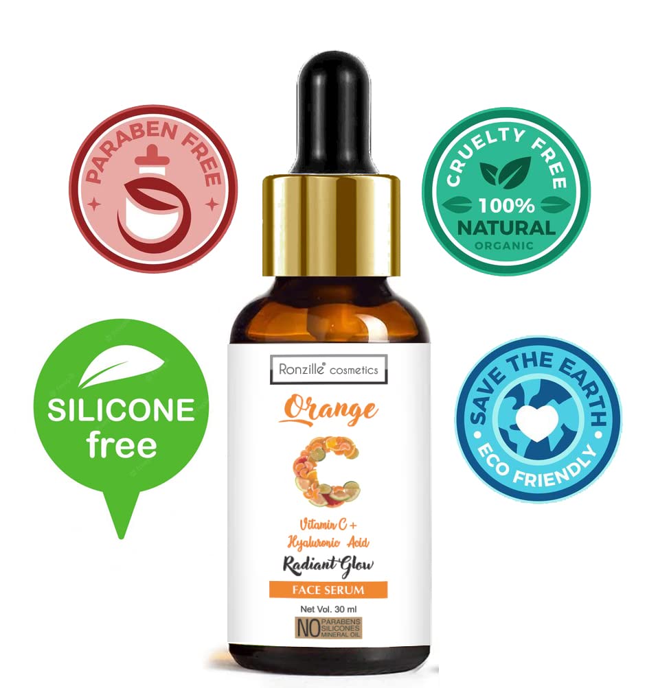 Ronzille Vitamin C + Hyaluronic Acid Face Serum for Brightening & Hydration - 30ml | Anti-Aging, Dark Spot Treatment & Glowing Skin Care | Day & Night Use for All Skin Types