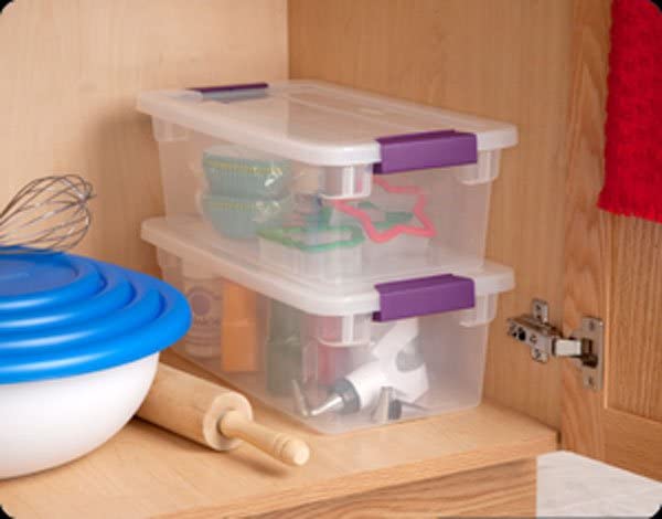 Sterilite 66 Quart (6 Pack) & 6 Quart (12 Pack) Clear Plastic Storage Bins with Latching Lids - Stackable Organizing Containers for Closet, Garage, Basement & Home Organization | Space Saving Solution for Toys, Clothes & Seasonal Items