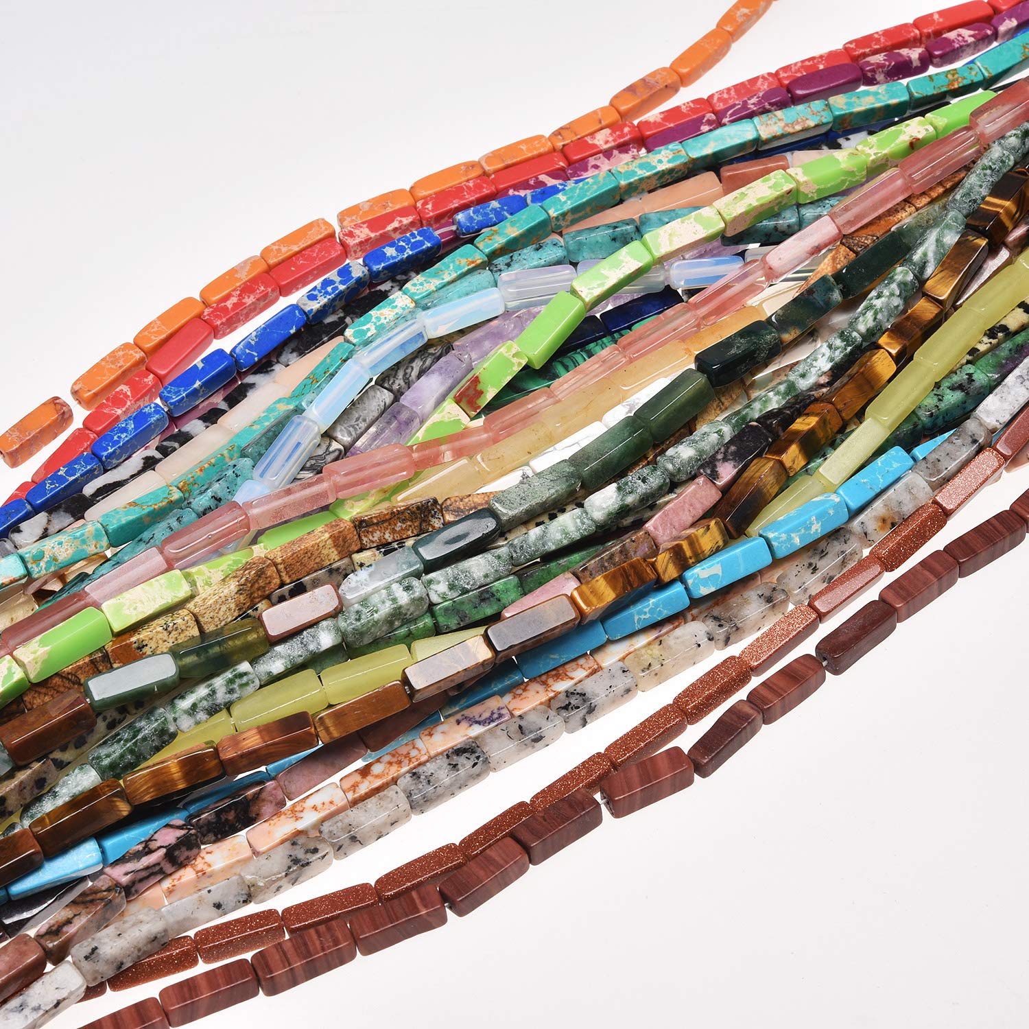 Yuncai 4x13mm Rectangle Natural Agate Stone Beads for DIY Jewelry Making - Loose Beads for Bracelets, Necklaces & Earrings (India Agate) - Perfect for Crafting, Gift Making & Boho Style Jewelry