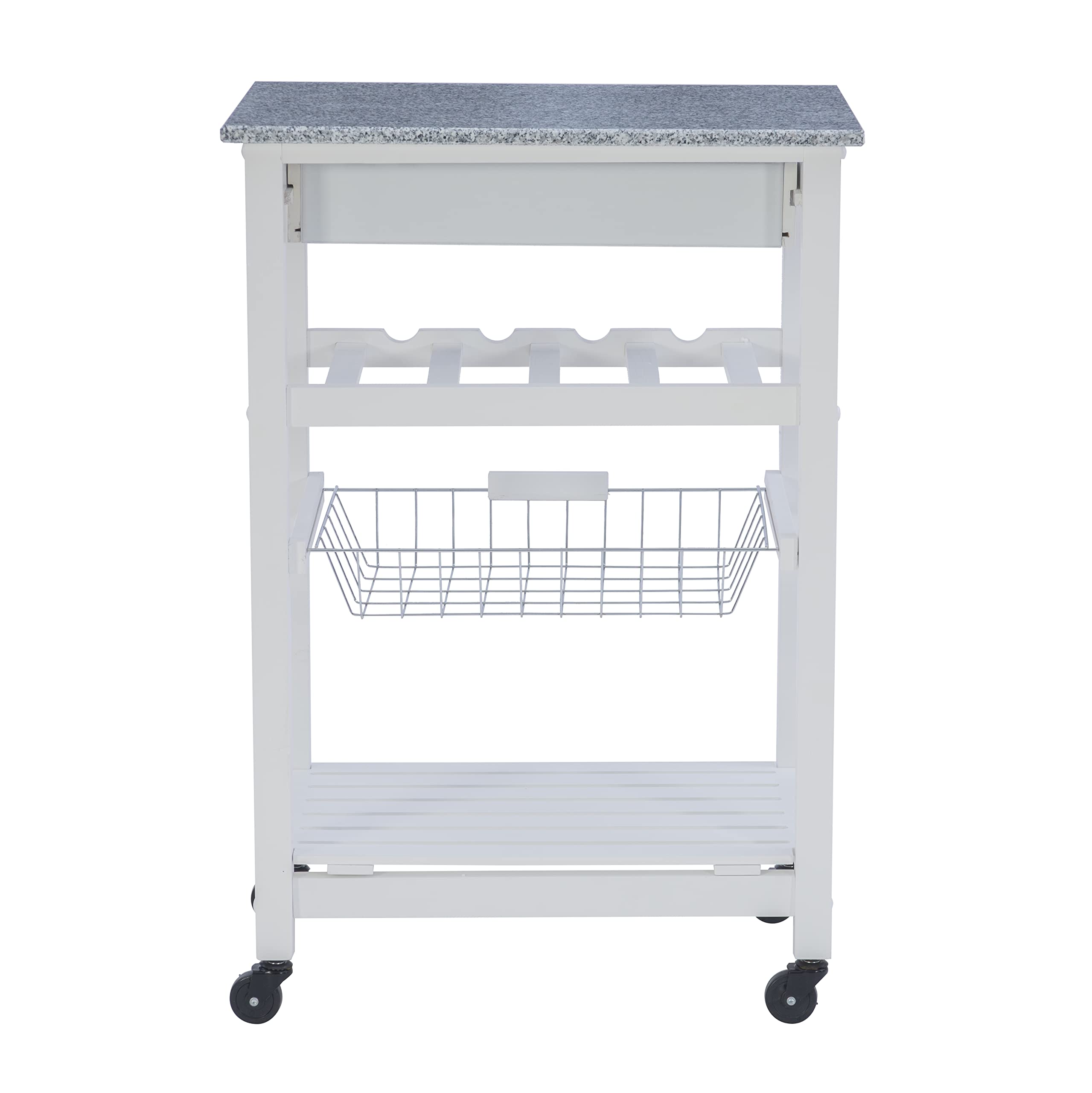 Linon White Kitchen Island Cart with Storage Shelf - 22.88 x 15.75 x 33.88 Inches - Mobile Workstation for Small Kitchens, Breakfast Bars & Food Prep Areas