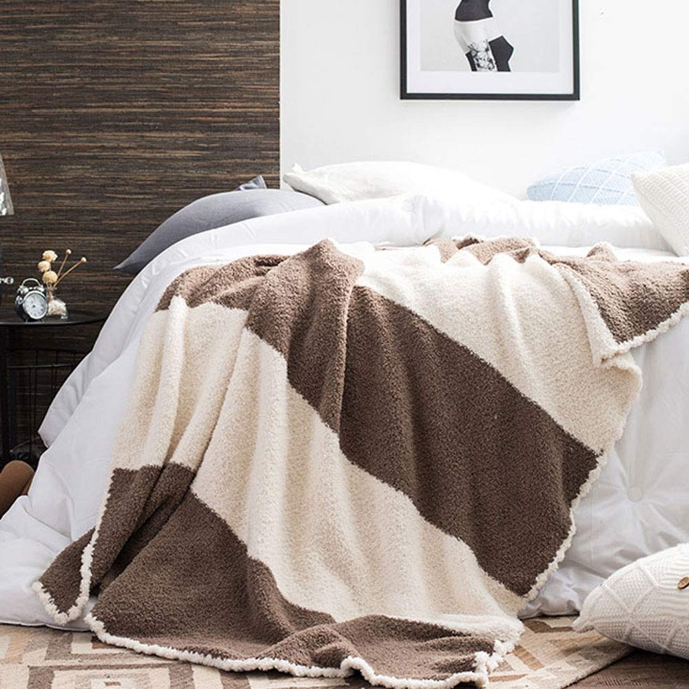 Cozy YZFGY Coral Velvet Sofa Blanket - Soft Throw Shawl for Leisure & Nap, Warm Small Blanket for Couch, Bed, Office (Brown, 51x186x2.99 inches) - Perfect for Relaxing, Reading & Travel