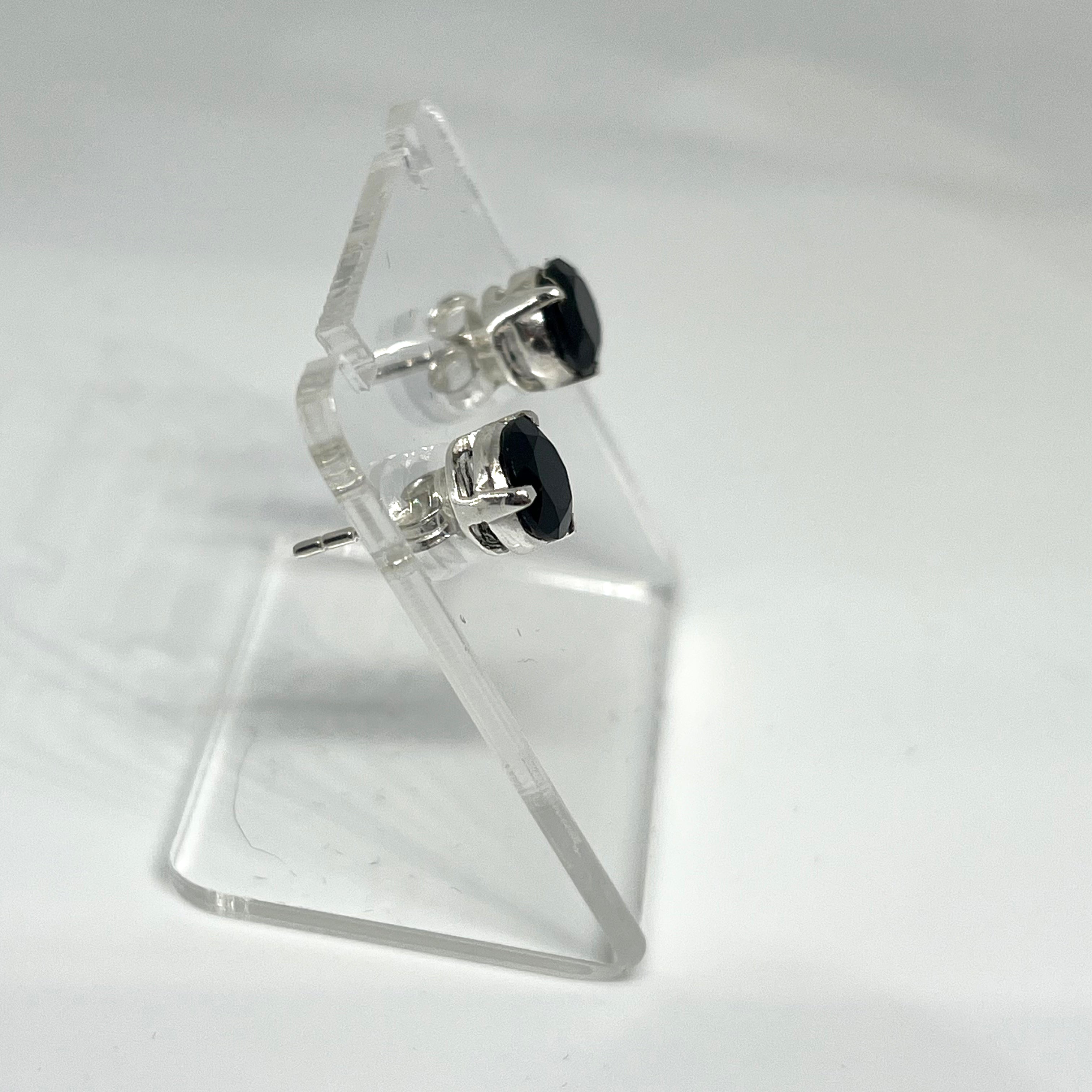 7mm Round Faceted Gemstone Stud Earrings - 3 Prong Set for Women (PSE006) | Perfect for Everyday Wear, Parties & Gifts