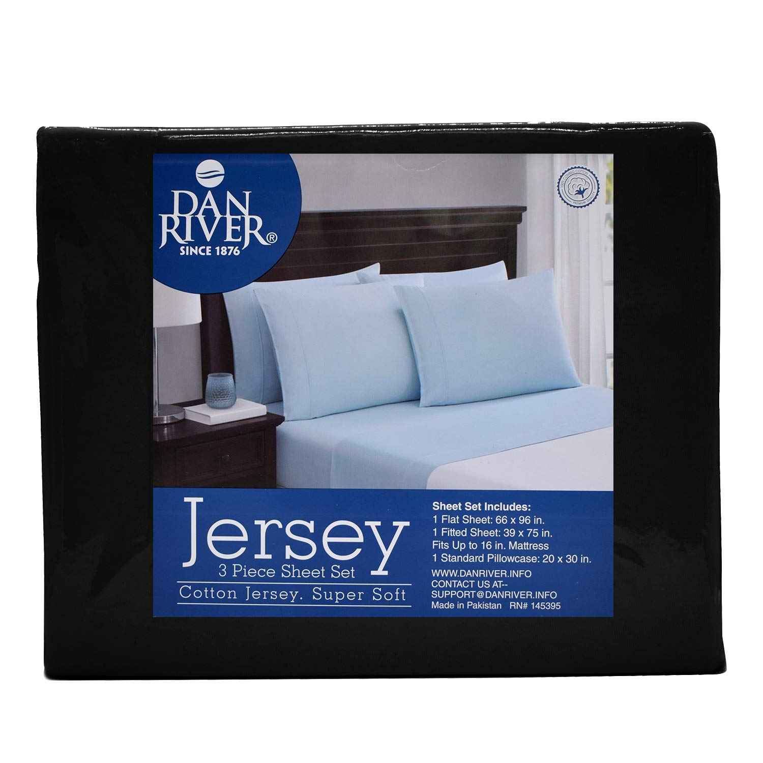 Luxury 100% Cotton Twin Jersey Sheet Set - Ultra Soft T-Shirt Material All Season Bedding - Deep Pocket Fitted Sheet (3Pc, Twin, Black) for Comfortable Sleep & Cozy Nights - Perfect for Guest Rooms, Dorms & Master Bedrooms