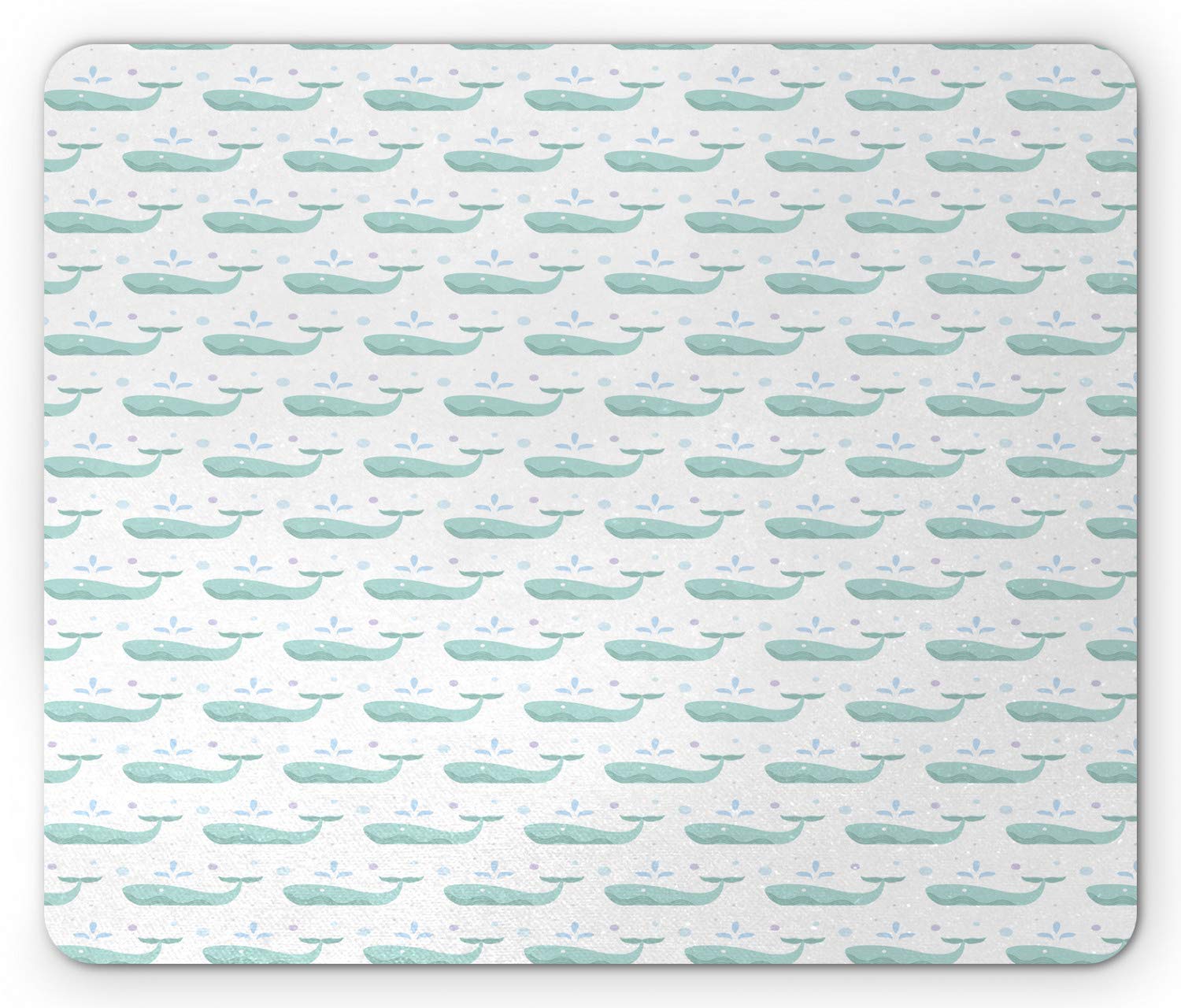 Ambesonne Whales Mouse Pad - Non-Slip Rubber Mousepad with Abstract Marine Mammal Design, Standard Size Rectangle Computer Mouse Mat in Mint Green & White - Perfect for Office, Gaming & Home Workspace