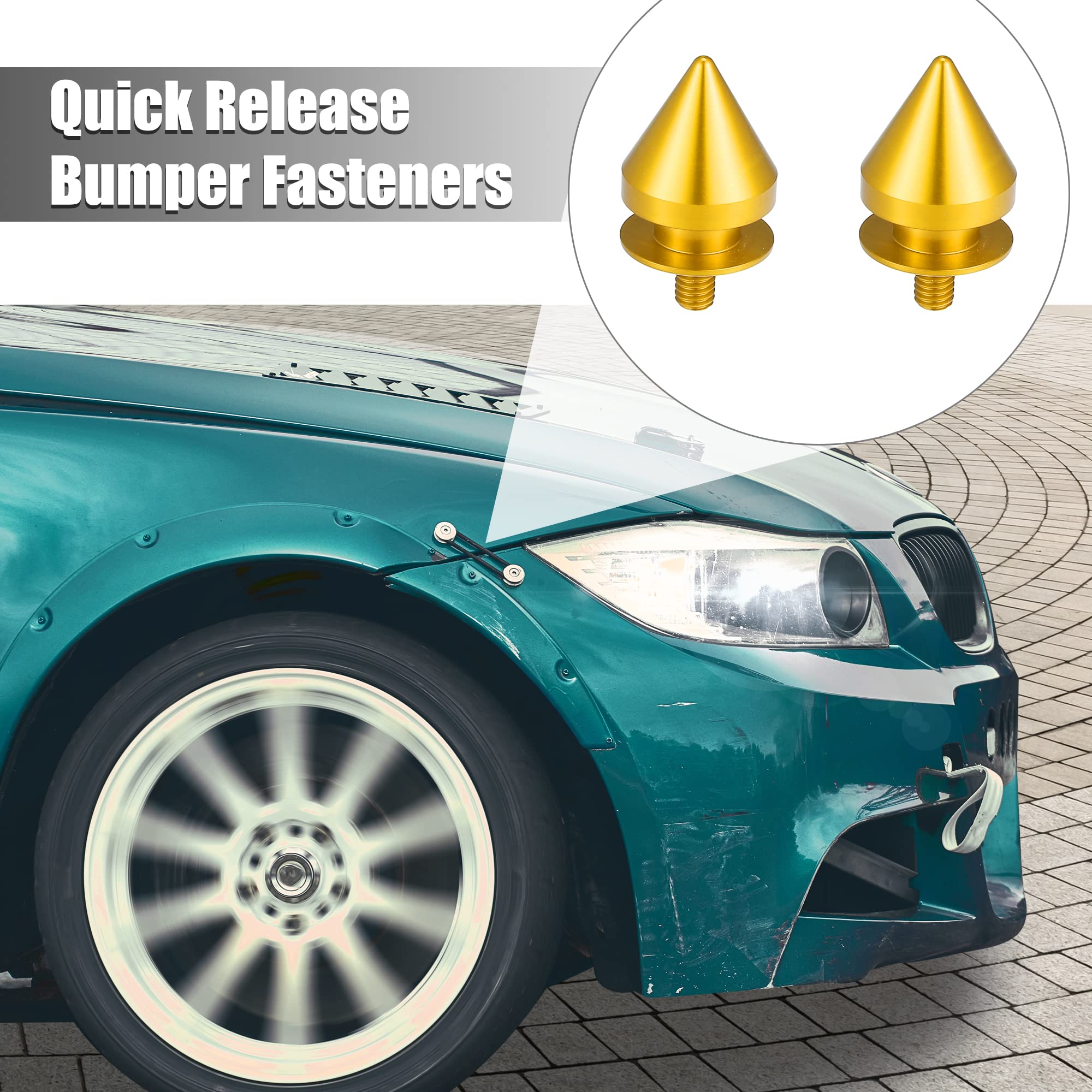X AUTOHAUX 4-Pack Universal Quick Release Bumper Clips - Gold Tone Umbrella Style Fasteners for Front & Rear Bumpers | Perfect for Car Repair, Auto Detailing & Bumper Replacement