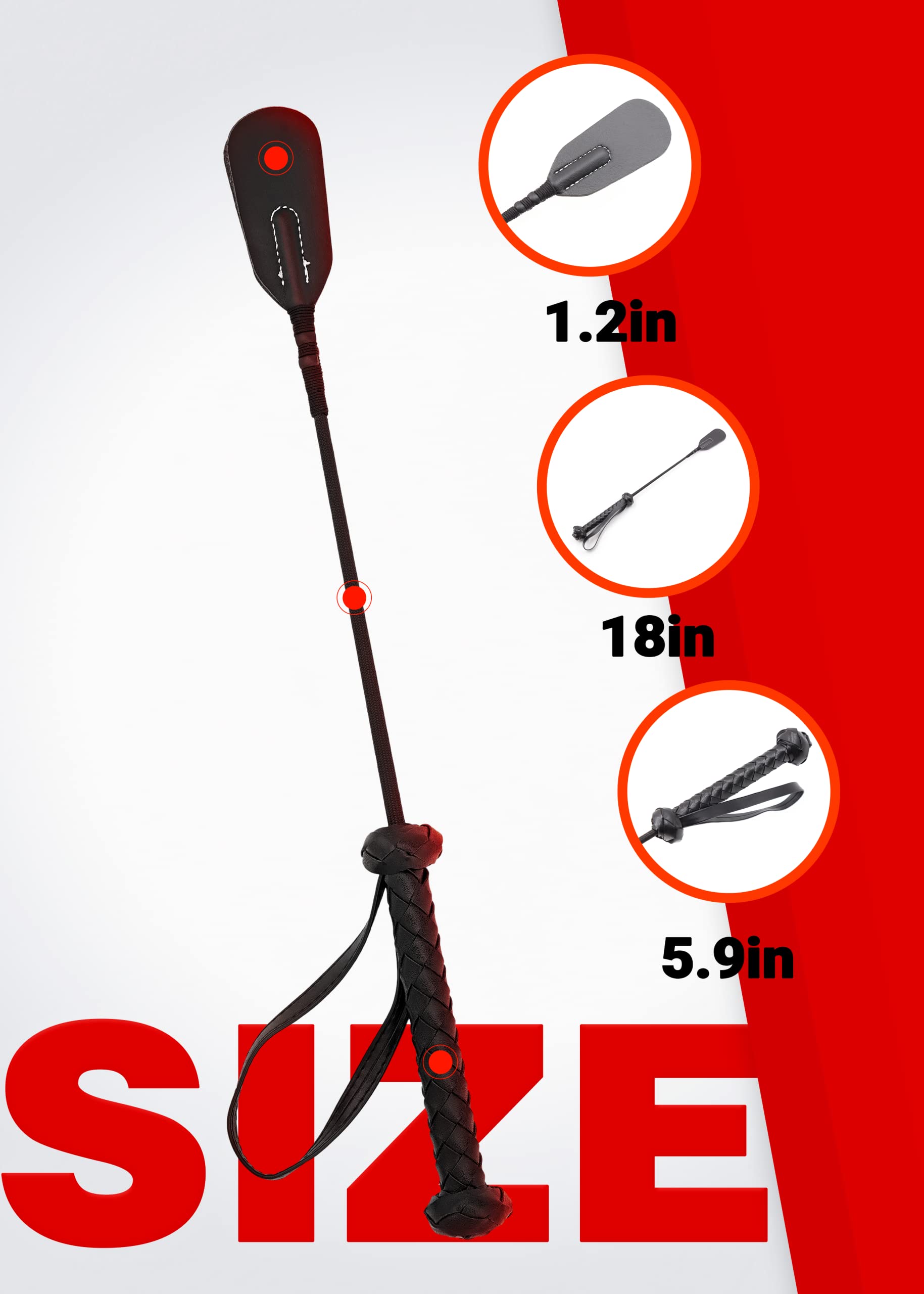 18 Inch BDSM Spanking Paddle - Leather Riding Crop for Adult Play, Fetish & Sensual Spanking | Perfect for Couples, Roleplay & BDSM Scenes