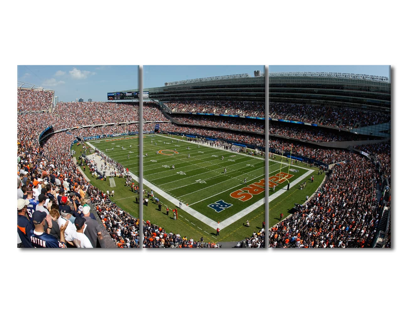 Chicago Bears Soldier Field Football Stadium 3-Piece Canvas Wall Art Set - Wooden Framed Football Game Posters (72