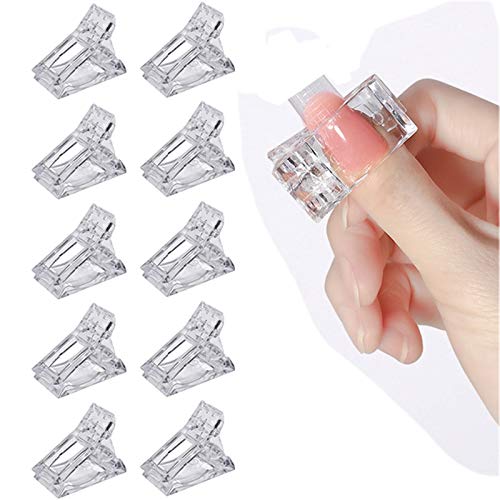 10 PCS Nail Tips Clips for Poly Gel Nail Forms - Quick Building Nail Clips for Polygel Finger Nail Extension, UV LED Builder Clamps Manicure Nail Art Tool - Perfect for Salon & DIY Home Nail Art