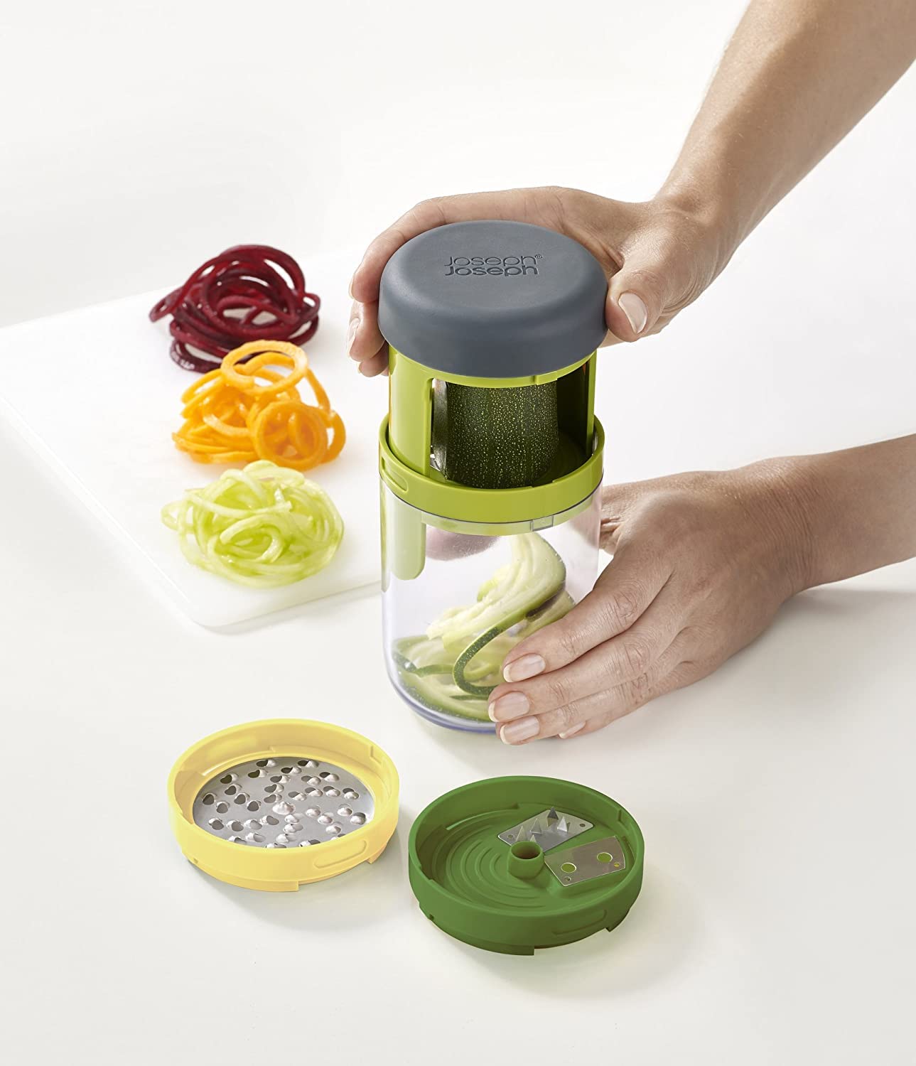 Joseph Joseph Spiro Handheld Vegetable Spiralizer - Spaghetti & Zucchini Noodle Maker - Dishwasher Safe Green - Perfect for Healthy Meals, Meal Prep & Low-Carb Diets