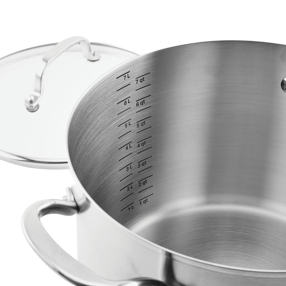 **Amana 8Qt Induction Stock Pot - Stainless Steel Cookware with Lid for Soups, Stews & Pasta - Perfect for Home Cooking & Professional Kitchens**