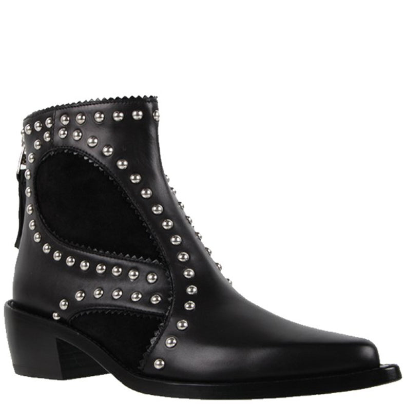 Black Studded Boots for Women - Punk Style Ankle Boots with Metal Studs - Perfect for Concerts, Night Out & Edgy Fashion