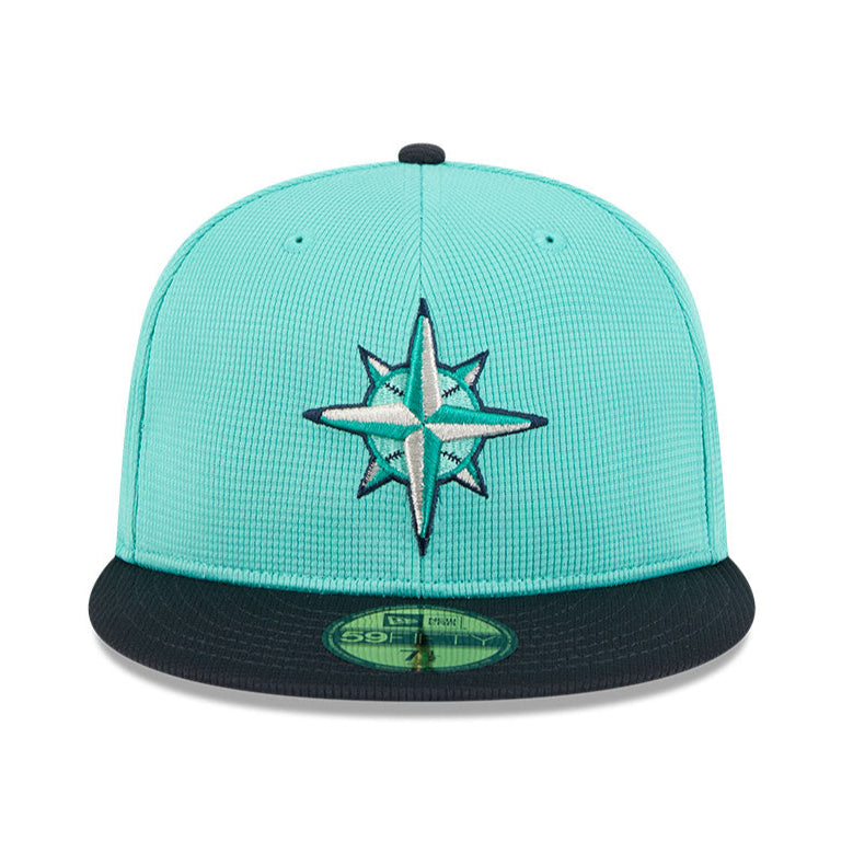New Era 59Fifty Seattle Mariners 2025 Spring Training Patch Hat - Navy Blue Baseball Cap with Embroidered Logo | Perfect for Baseball Games, Fan Collections & Casual Wear
