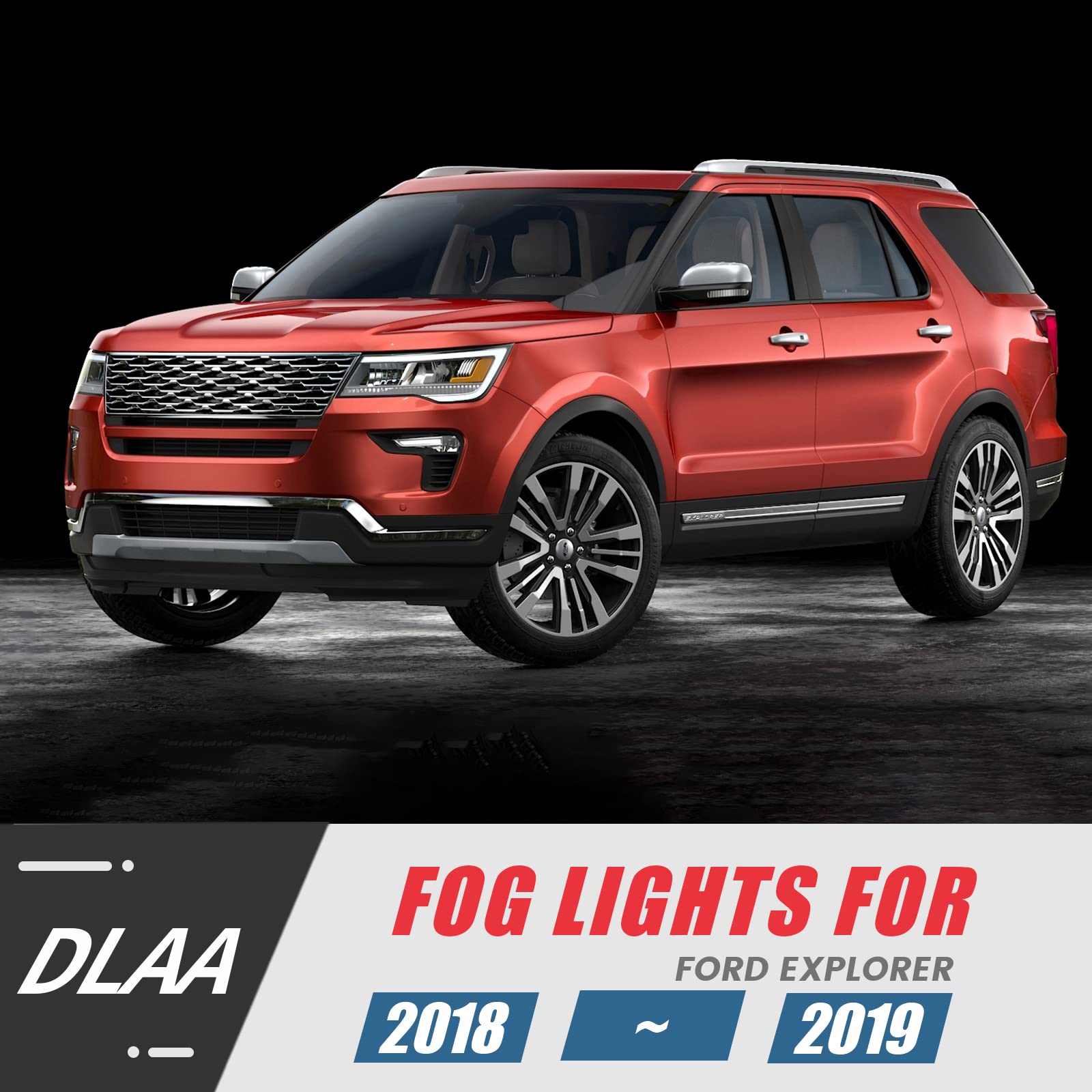 DLAA LED Fog Lights for Ford Explorer 2018-2019 - High Performance Front Fog Lamp Kit with Clear Lens & Wiring Harness (1 Pair) - Perfect for Night Driving & Off-Road Adventures