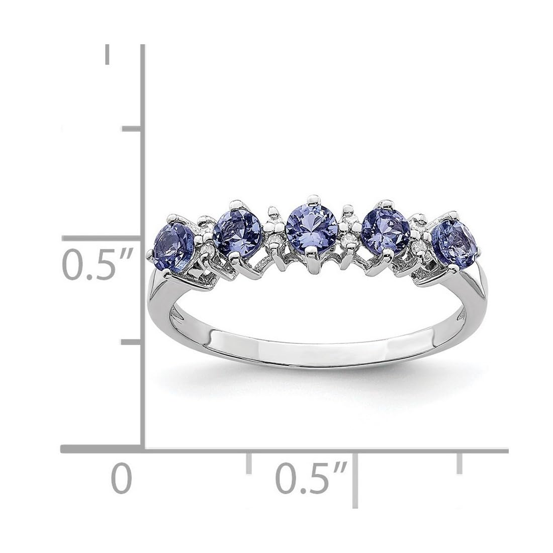 925 Sterling Silver Tanzanite & Diamond Ring for Women - 2mm Wide Polished Band, Elegant Gift for Anniversary, Engagement & Special Occasions