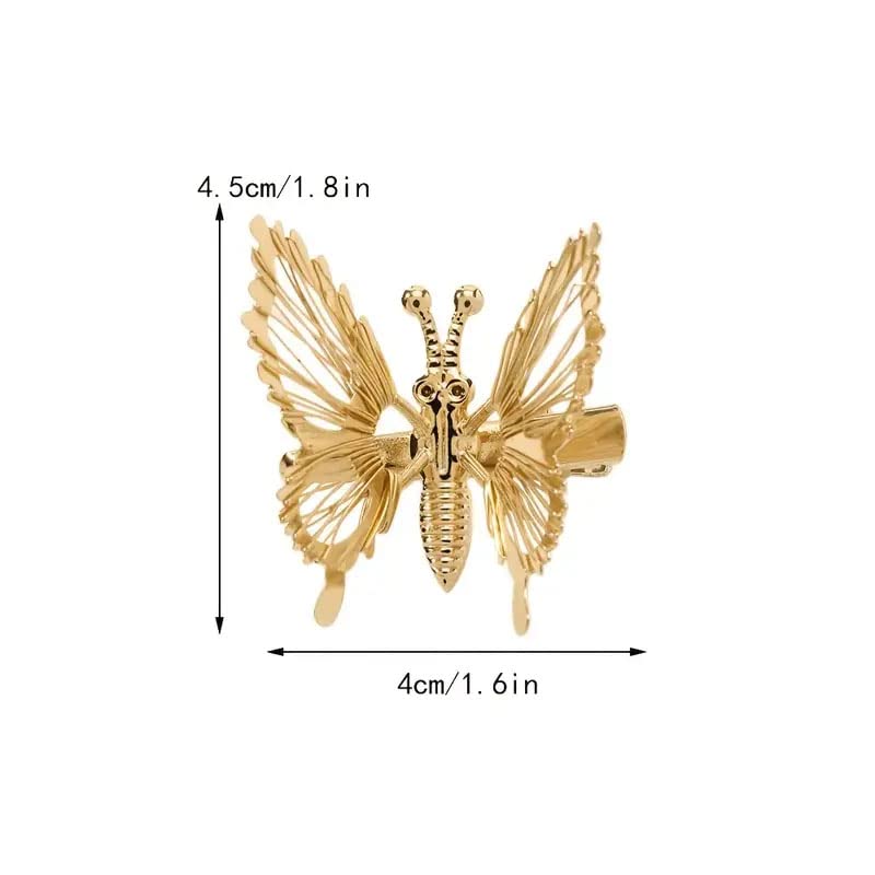 Ashkash 2Pcs 3D Butterfly Hair Clips - Golden & Silver Hair Barrettes, Claw Clips for Women & Girls | Cute Hair Accessories for Parties, Weddings & Everyday Styling
