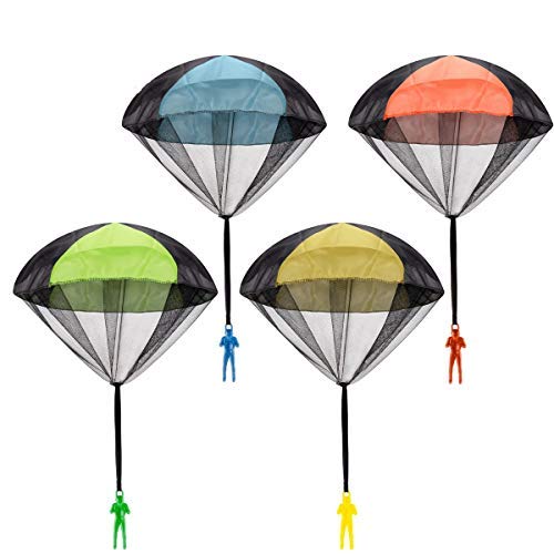 Tangle-Free Parachute Toy Set - 4 Pack Outdoor Flying Toys for Kids, No Battery or Assembly Needed - Perfect for Backyard Play, Park Activities & Birthday Parties
