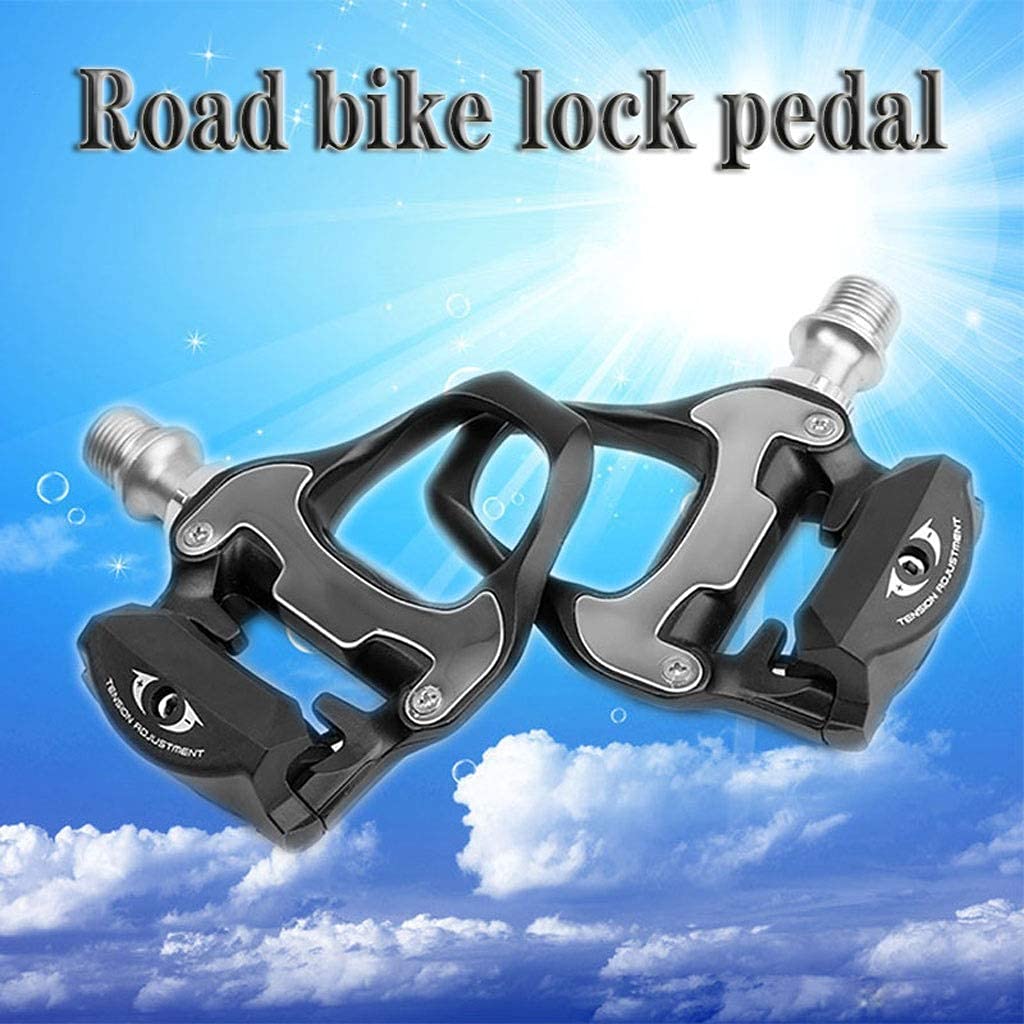 9/16 Road Bike Lock Pedals - Chrome Molybdenum Steel Shaft & Aluminum Alloy SPD-SL Pedals for Cycling - Perfect for Commuting, Road Racing & Training