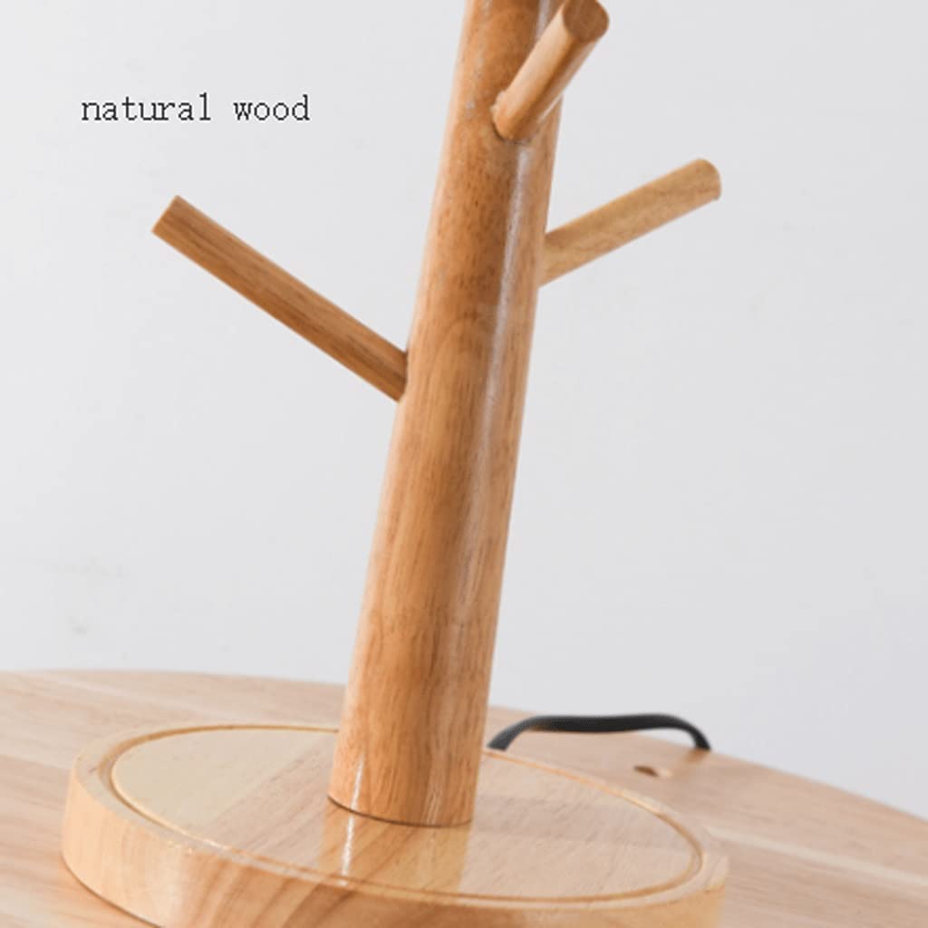 Wooden Table Lamp with Linen Shade - Modern Bedside Nightstand Lamp for Bedroom, Living Room & Office - Push Button Switch, Warm White Lighting for Reading & Relaxation