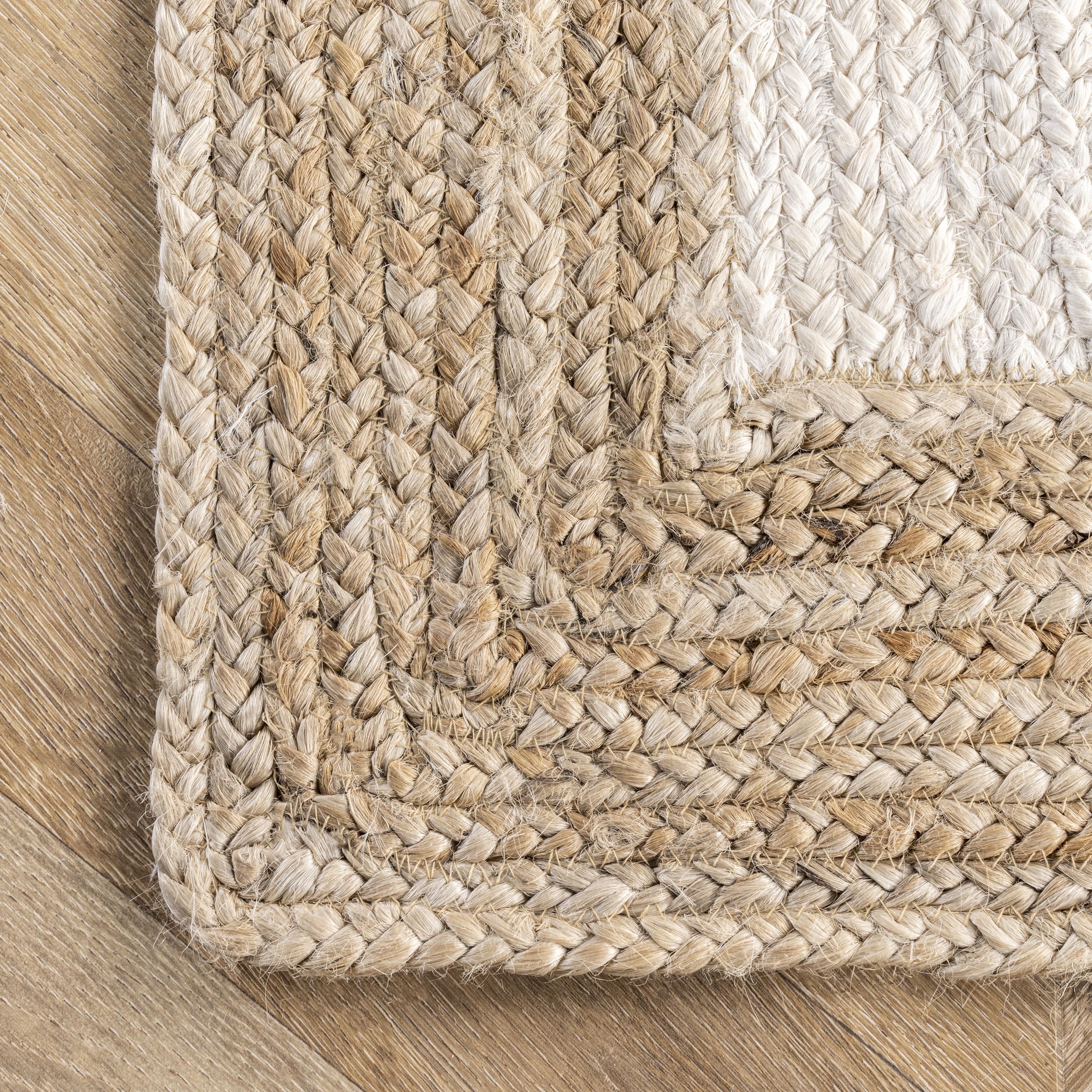 nuLOOM Eleonora Natural Jute Area Rug 4x6 Feet, Soft & Durable, White - Perfect for Living Room, Bedroom, or Home Decor