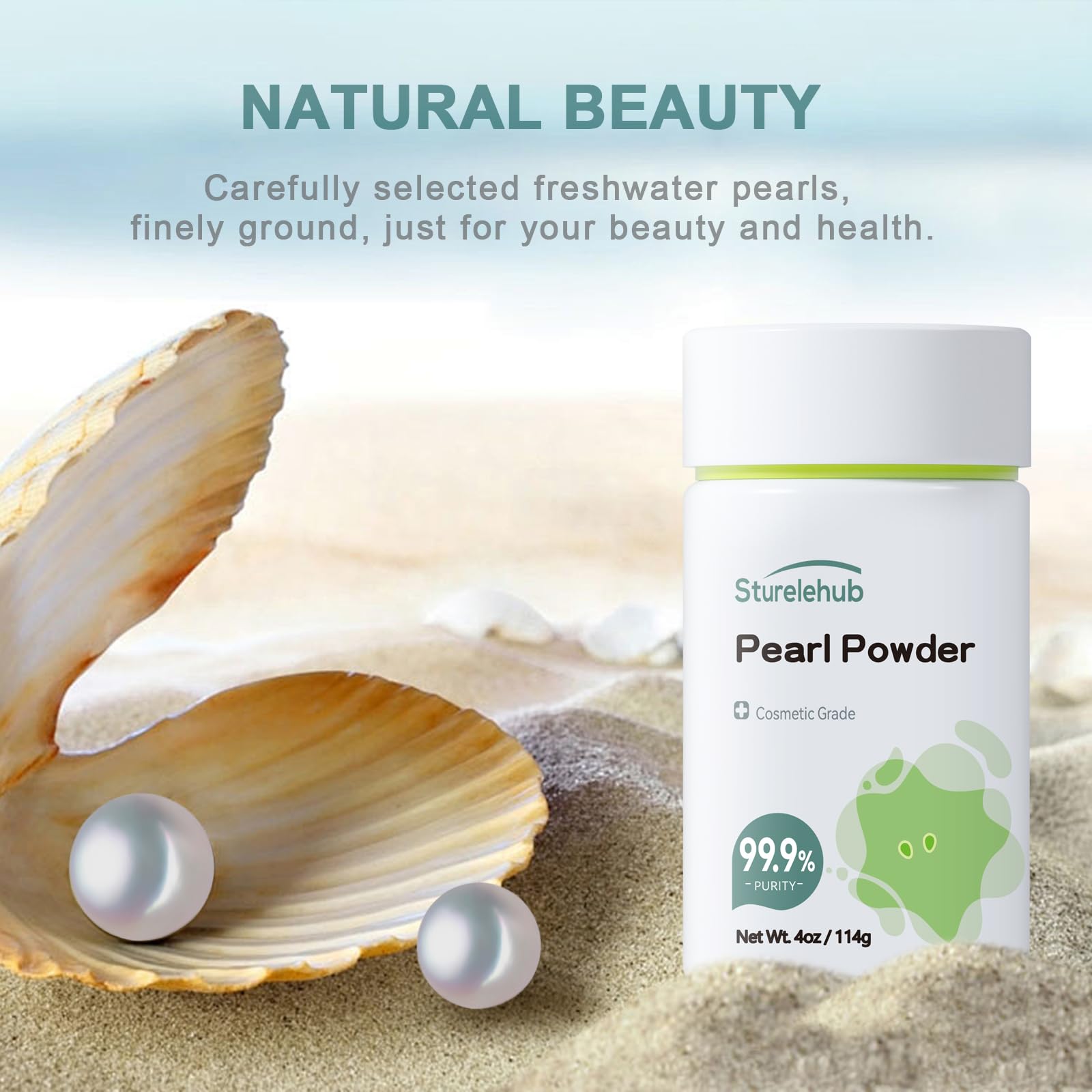 Organic Pearl Powder 4OZ (114g) - 99.9% Pure Cosmetic Grade for DIY Skincare, Face Masks, Creams & Lotions - Natural Whitening & Anti-Aging Ingredient for Homemade Beauty Products - Perfect for Brightening Serums, Night Creams & Facial Treatments