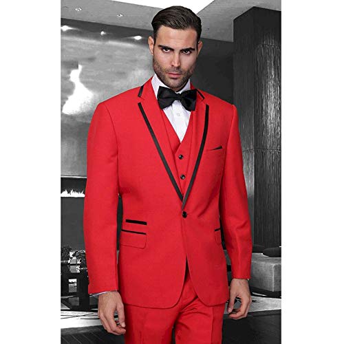 Classic 3-Piece Men's Red Slim Fit Tuxedo Suit for Wedding Groom & Groomsmen - Perfect for Formal Events, Proms & Special Occasions