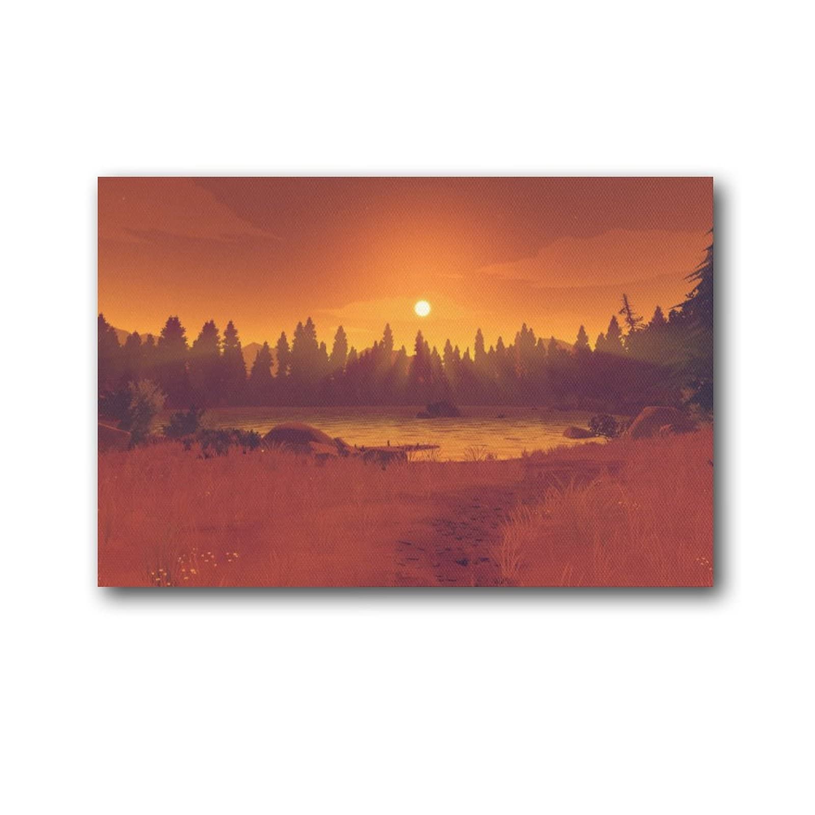 Firewatch Orange Sunset Canvas Wall Art - 12x18 inch (30x45cm) Modern Home Decor Poster for Living Room, Bedroom & Office - Perfect for Gifts, Interior Design and Wall Decoration
