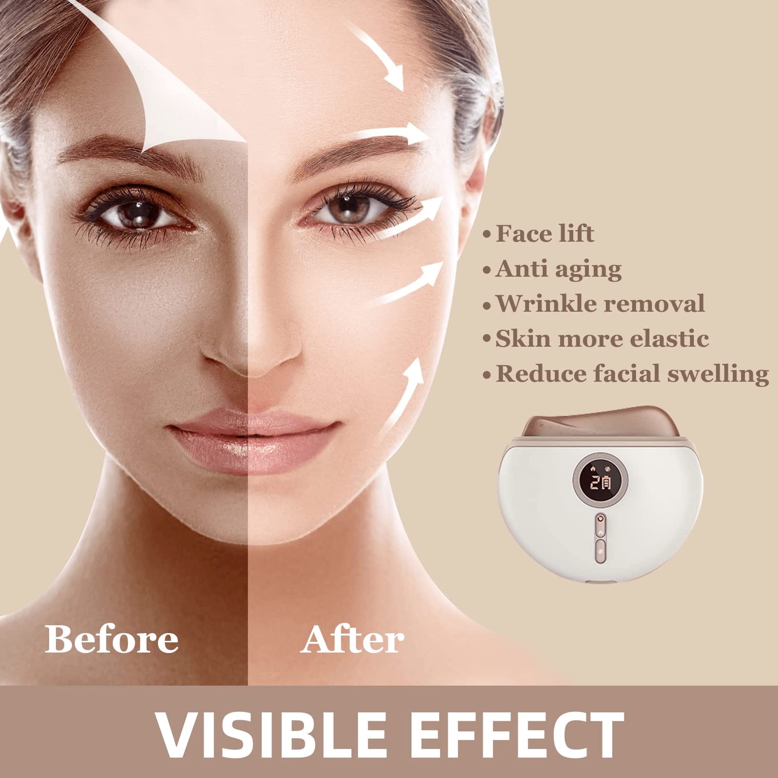 Electric Gua Sha Face Massager with Heat & Vibration - Anti-Aging Facial Tool for Wrinkle Reduction, Skin Tightening and Relaxation - Perfect for Home Spa, Skincare Routine and Self-Care