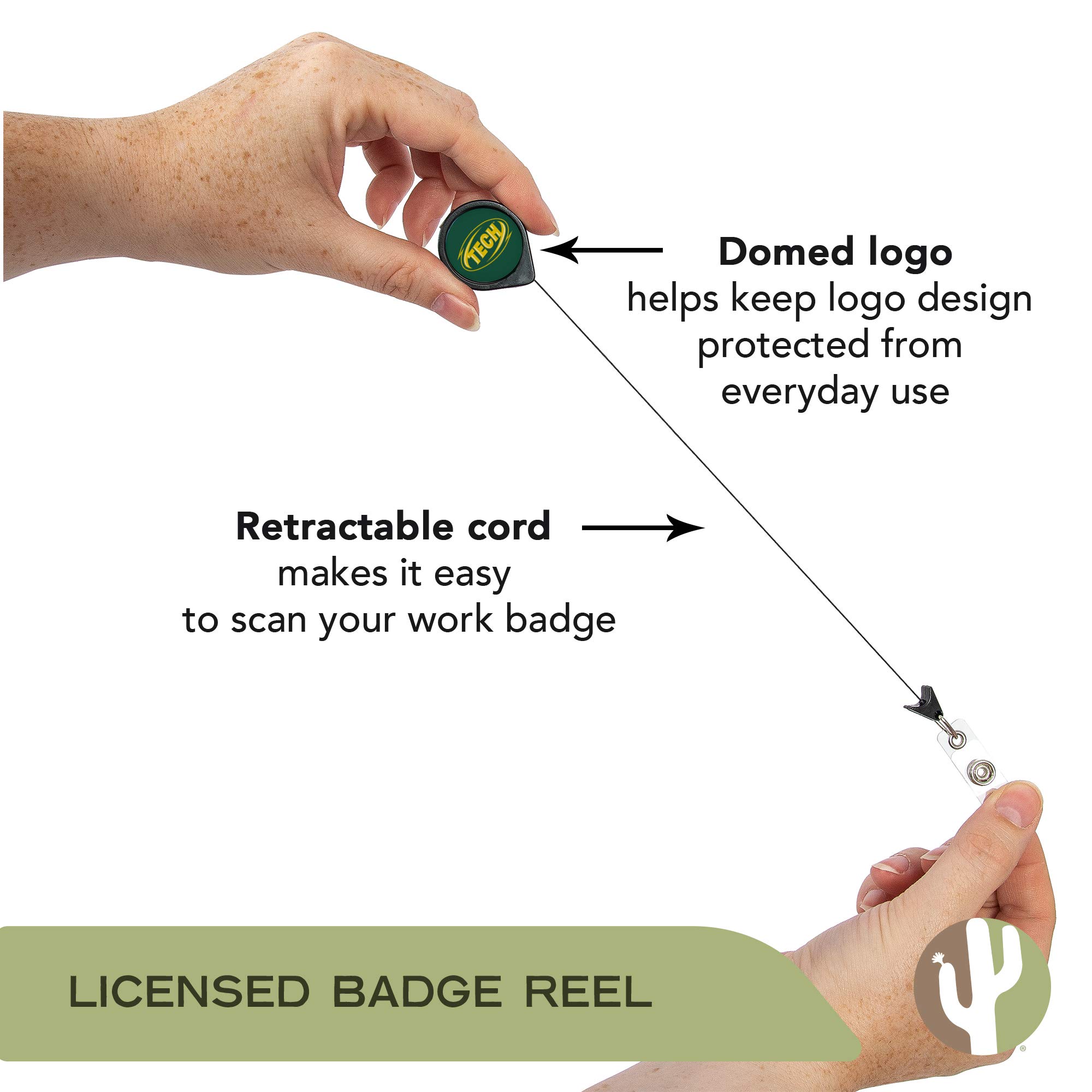 Desert Cactus Arkansas Tech University Retractable ID Badge Holder - ATU ID Reel with Secure Ticket Clip for Lanyard - Perfect for Work, School & Office Access - Ideal for Campus Security, Employee Identification & Event Badges