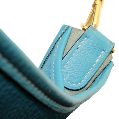 Authentic Hermes Evelyne GM Handbag in Blue Jean Clemence Leather - Luxury Tote for Women, Perfect for Work, Travel & Everyday Use