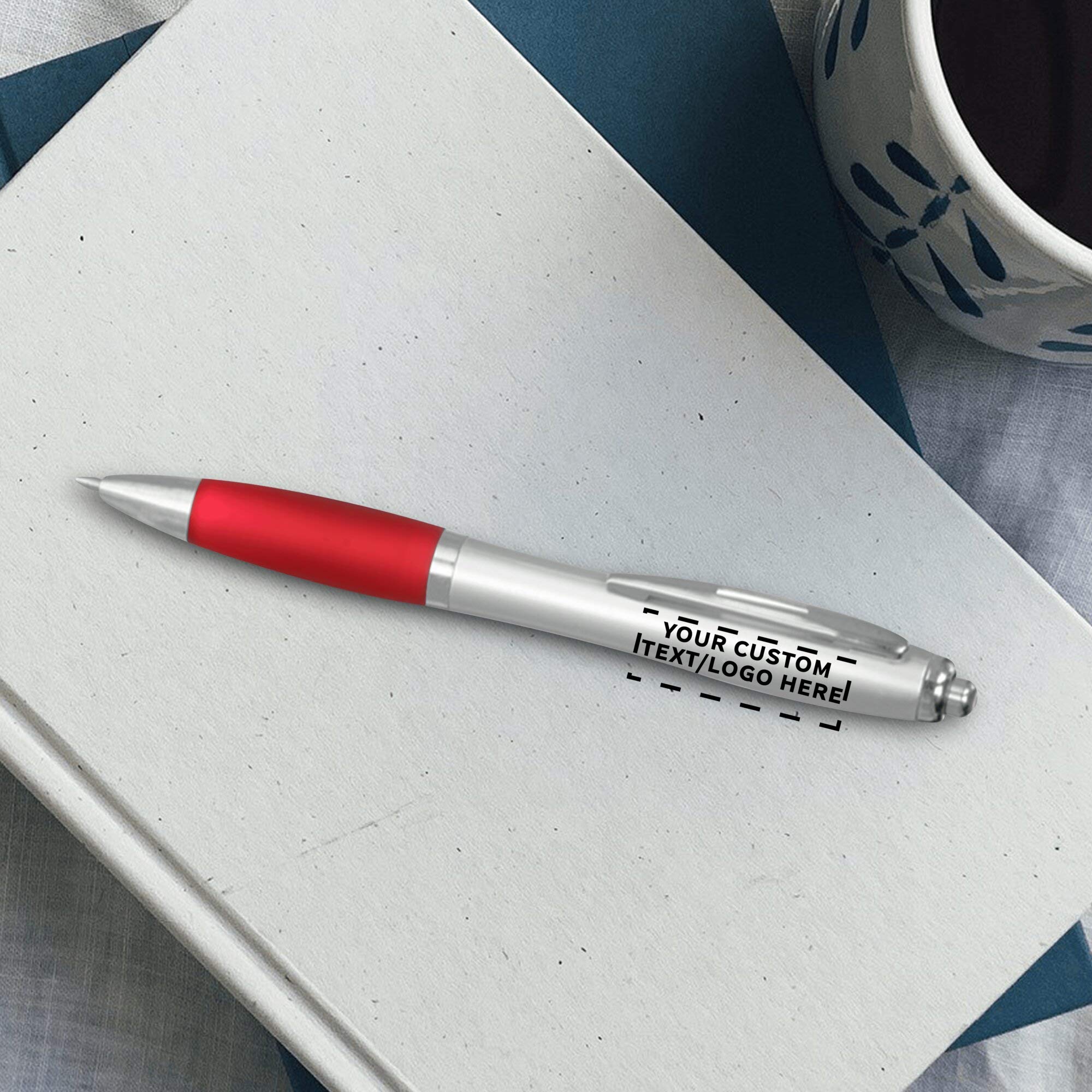 100-Pack Custom Colored Gel Pens with Comfort Grip - Bulk Personalized Pens for Office, School & Business - Perfect for Tradeshows, Events & Promotional Giveaways - Red