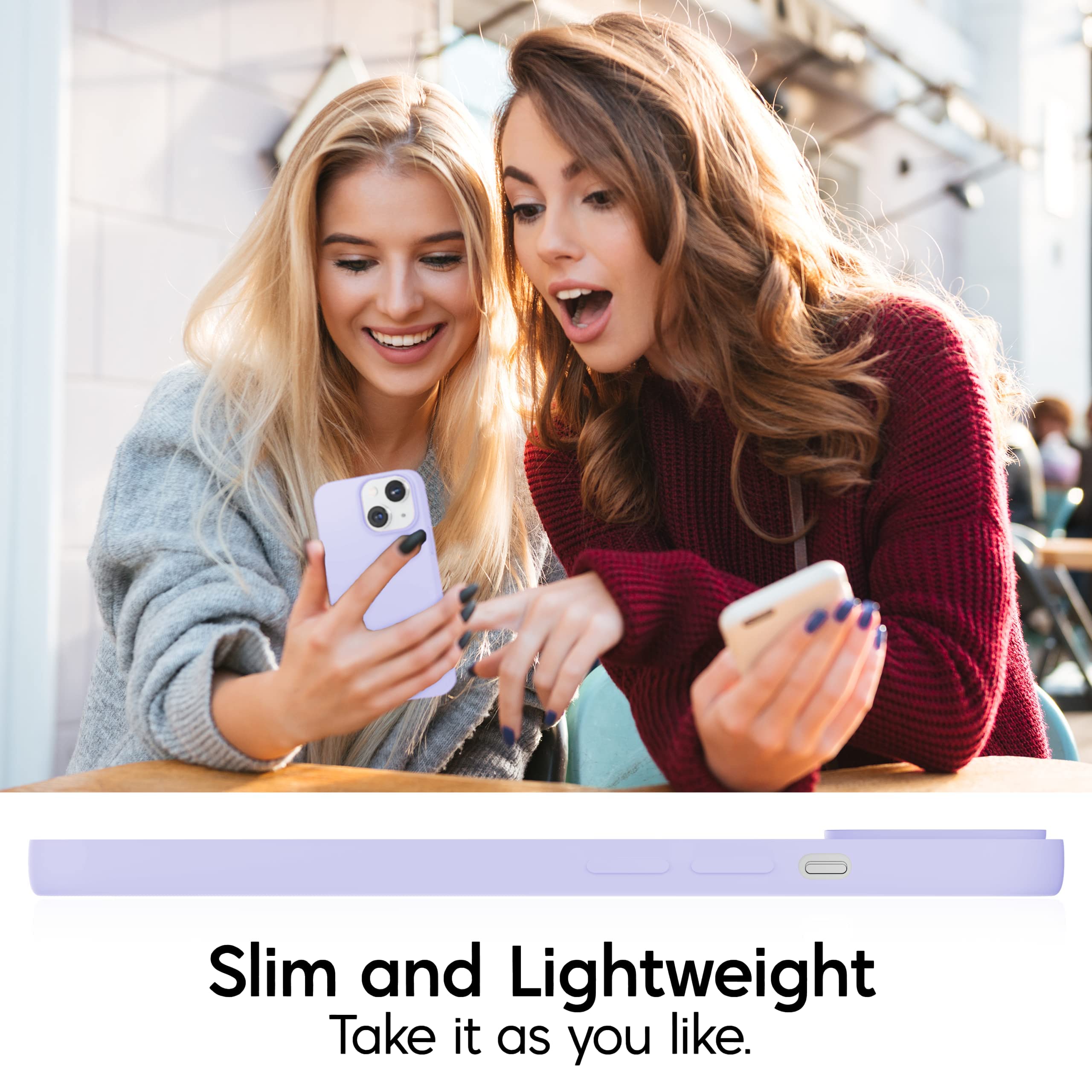 IceSword iPhone 13 Mini Case - Slim Shockproof Silicone Cover with Soft Anti-Scratch Microfiber Lining | 5.4 Inch Matte Pastel Purple Lavender Protective Phone Case | Perfect for Everyday Use, Travel & Outdoor Activities