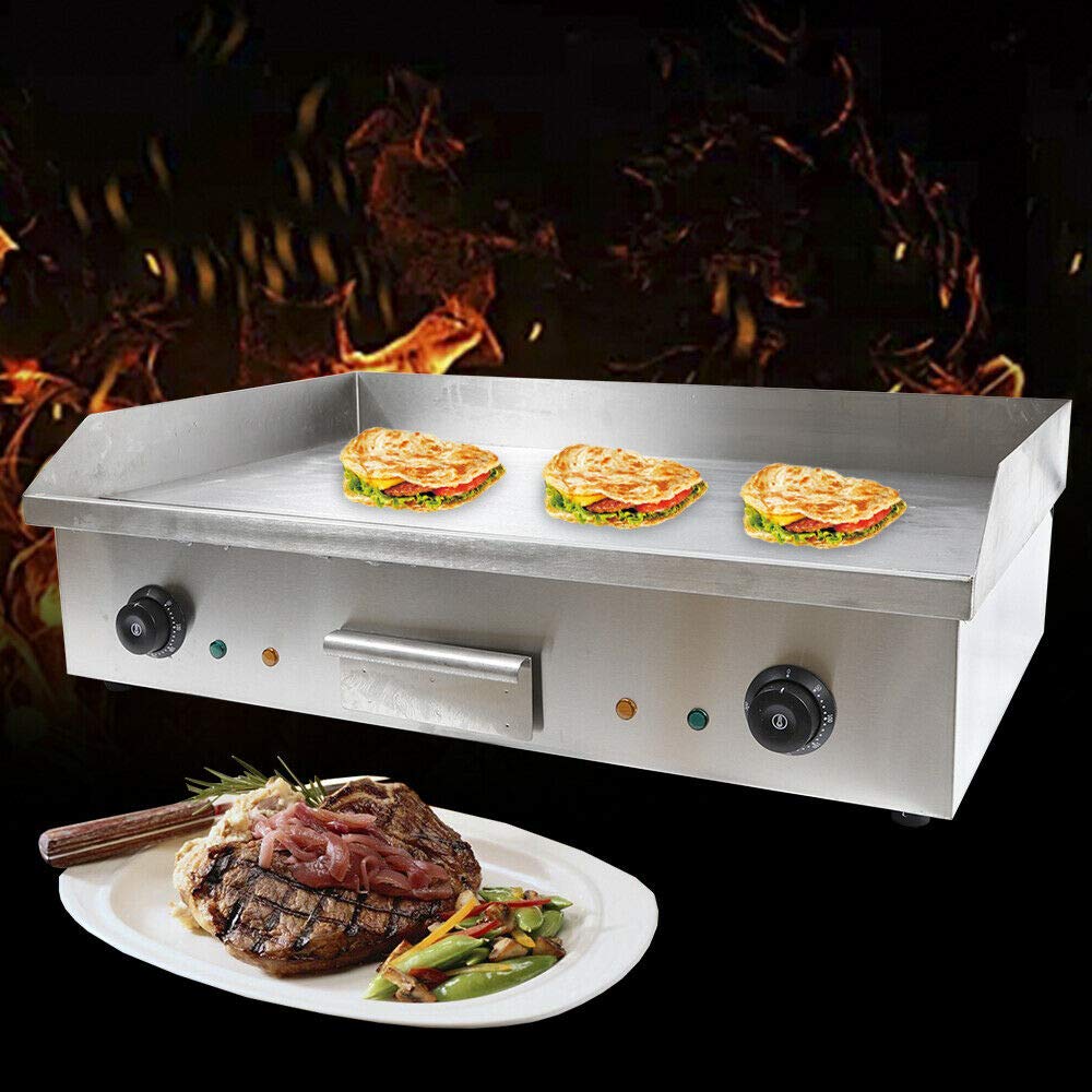 Commercial Electric Griddle 4400W - Heavy Duty Stainless Steel Countertop Flat Top Grill with Dual Zone Temperature Control (122°F-572°F) - 28.6