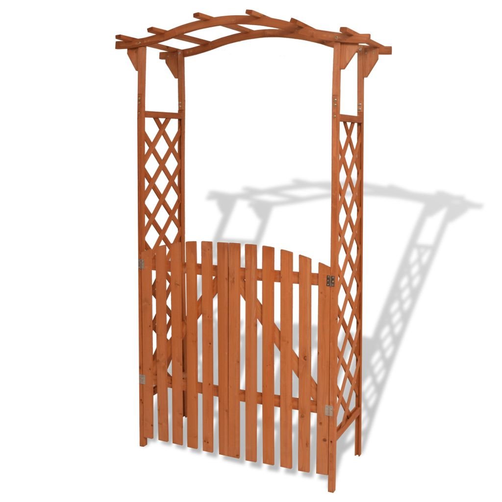 Benkeg Solid Wood Garden Arch Arbor Trellis with Gate - Perfect for Vine Support, Wedding Decor & Backyard Landscaping