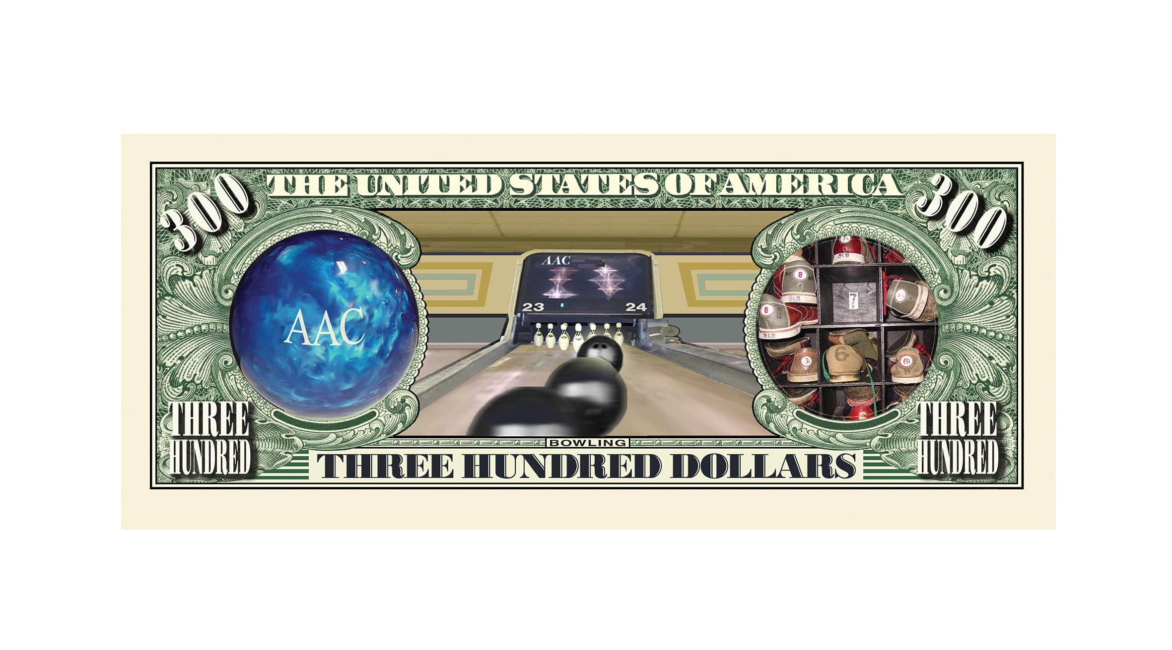 50pcs American Art Classics Bowling 300 Perfect Game Novelty Money Bills - Unique Gift for Bowlers & Bowling Enthusiasts - Perfect for Birthdays, Parties, and Sports Memorabilia Collectors