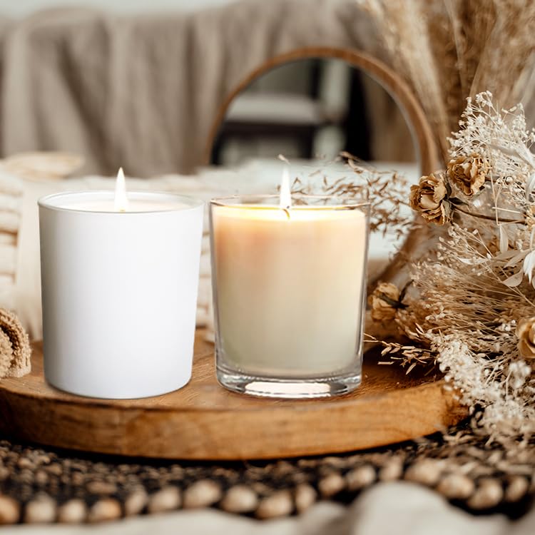 10 oz Thick Clear Candle Jars with Wood Lids - 15 Pack Empty Candle Making Containers for DIY Candles, Wax Melts & Home Decor - Perfect for Gifts, Wedding Favors & Aromatherapy