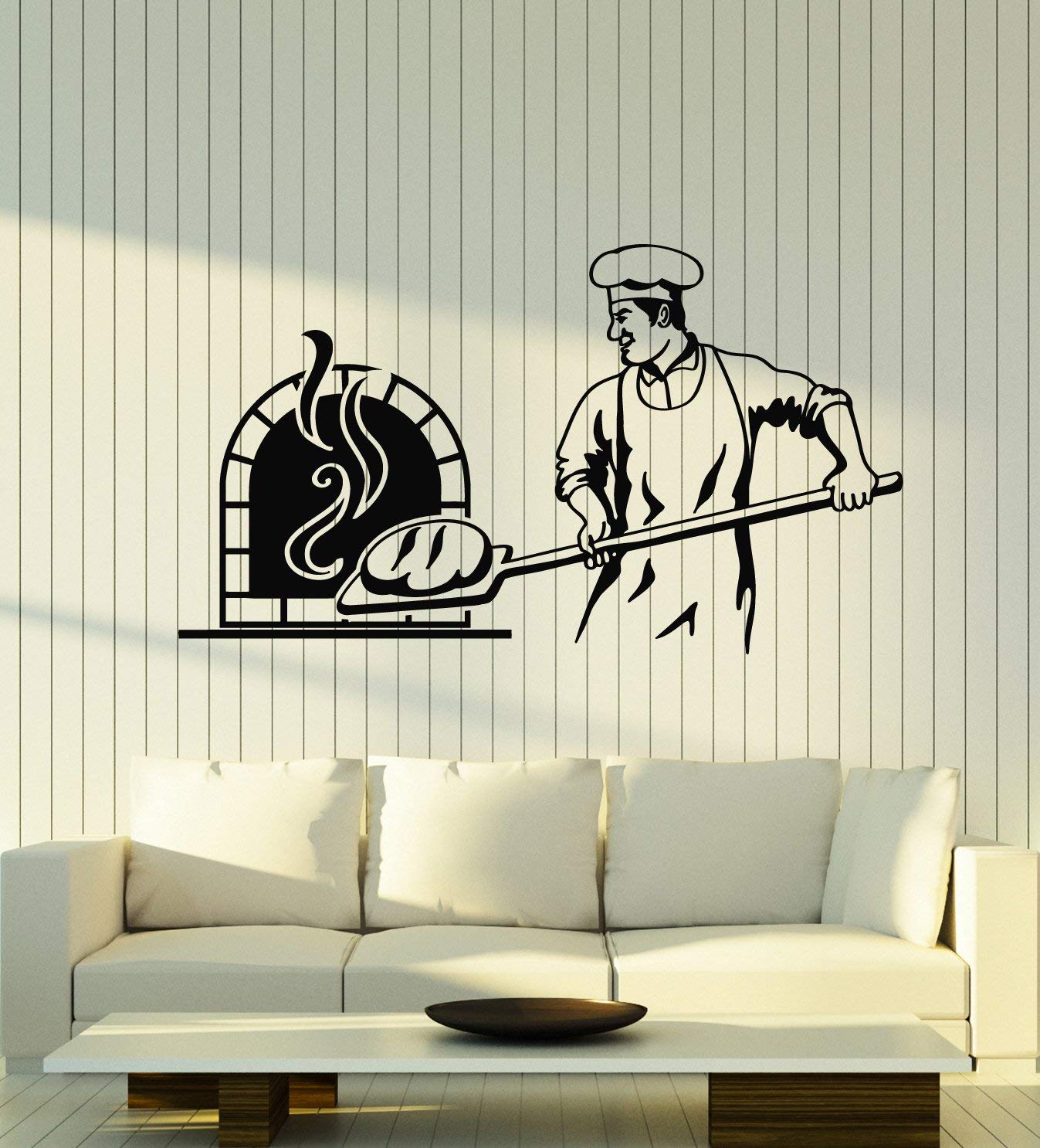 Vinyl Wall Decal - Bakehouse Bakery Oven Fresh Bread Baker Stove Stickers - Large Removable Mural Decor (Black) - Perfect for Kitchen, Cafe, Bakery & Home Decor