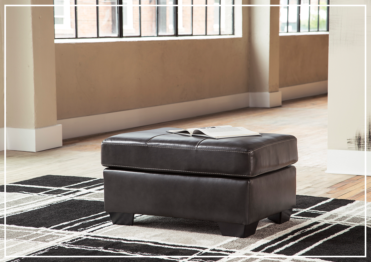 Gio Italia Mayan Series Leather Ottoman - Gray & Chocolate Brown Footstool, Storage Bench | Perfect for Living Room, Bedroom & Home Decor