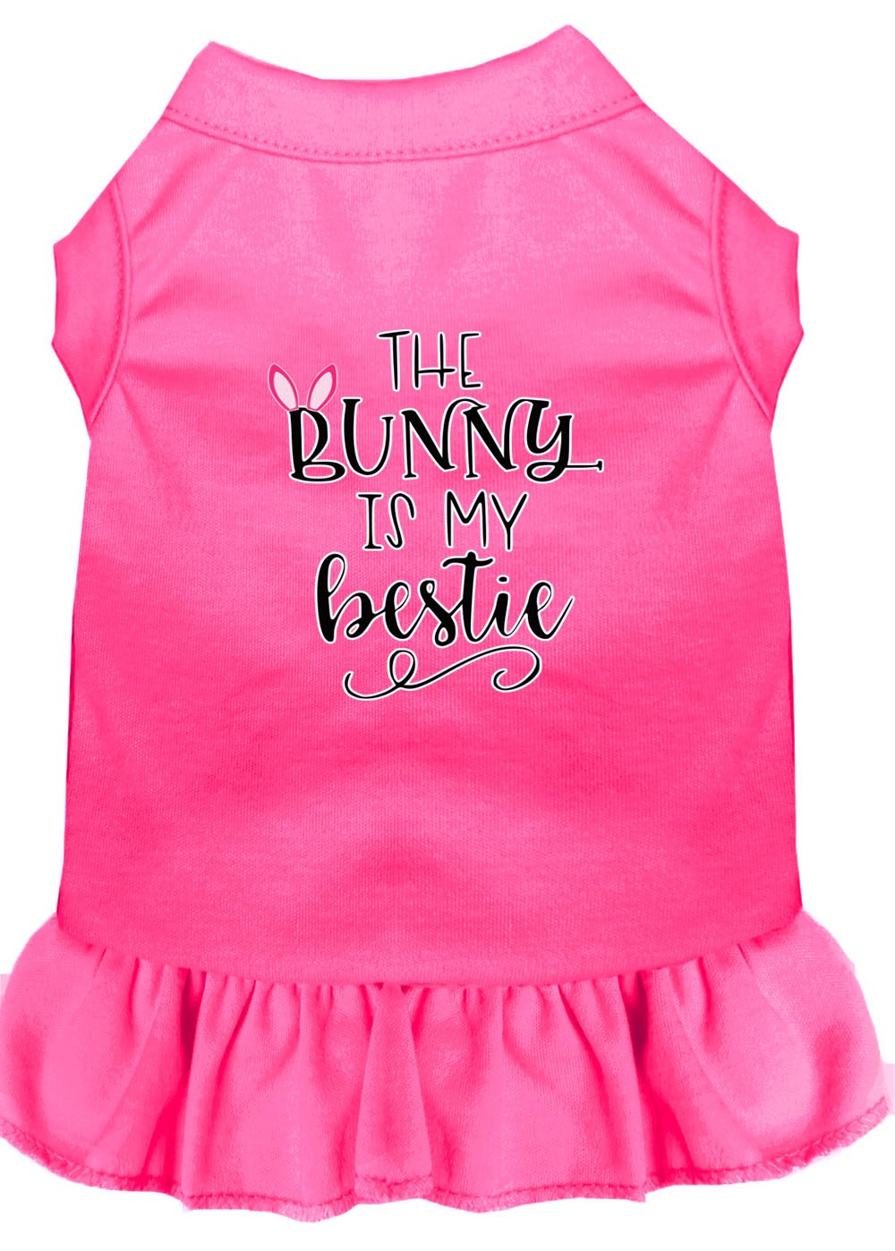 Bunny is My Bestie Screen Print Dog Dress - Cute Pet Clothes in Multiple Colors for Small & Medium Dogs - Perfect for Easter, Spring Outfits & Photo Shoots