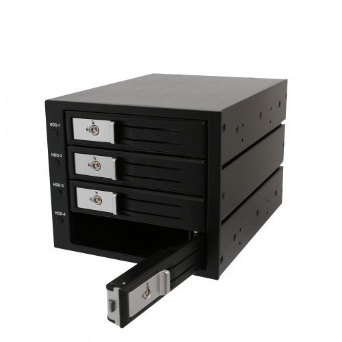 SYBA 4 Bay Trayless 3.5-Inch SATA SAS Hard Drive Enclosure with Power Control & LED Indicator - Internal Mobile Rack for Data Storage & Backup (Black) - Perfect for Home Servers, NAS Systems & PC Workstations
