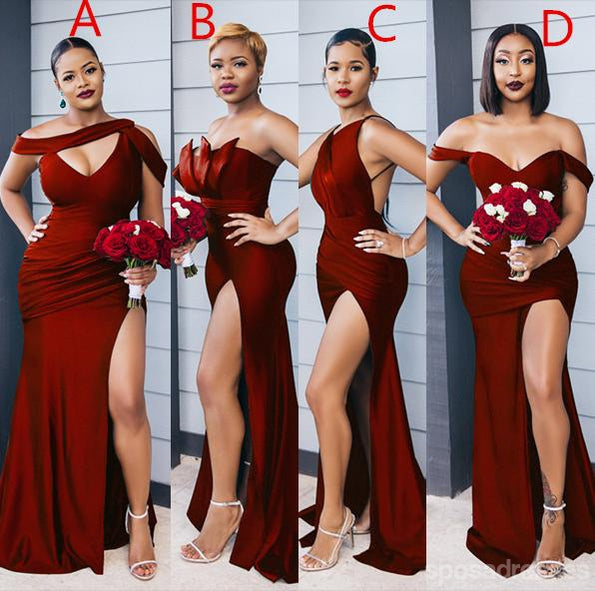 Elegant Mismatched Burgundy Mermaid Bridesmaid Dresses - WG813 | Perfect for Weddings, Prom & Formal Events