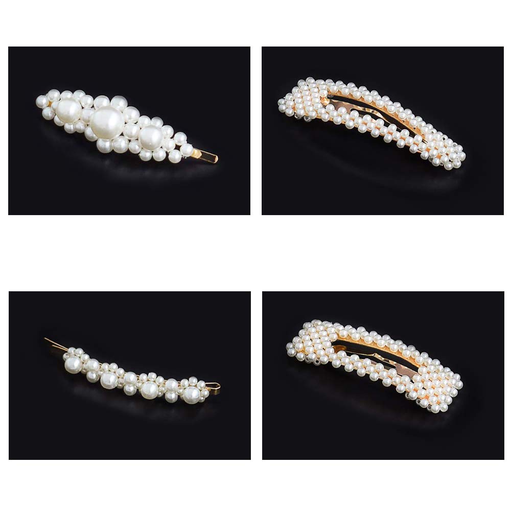 Elegant Pearl Hair Clips for Women - Golden Base Hair Accessories for Parties & Weddings