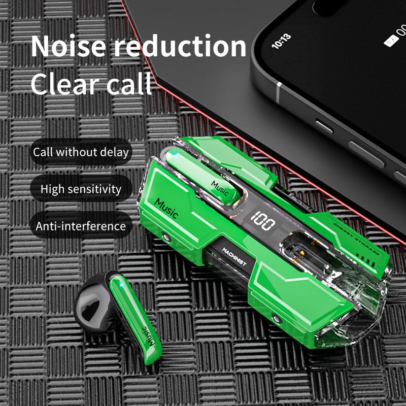 Bluetooth 5.4 Wireless Earbuds with Ear Hooks - 50H Playtime, Deep Bass, IPX7 Waterproof Sport Headphones for Running, Workout & Gym - Secure Fit Over-Ear Wireless Earphones (Green)