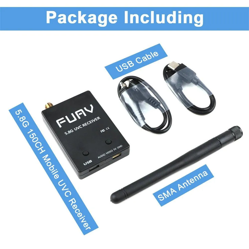 5.8G 150CH FPV Receiver with UVC Video & OTG Support - Compatible with Android Smartphones, PC Monitors - Ideal for Drone Racing, Aerial Photography, and FPV Flying