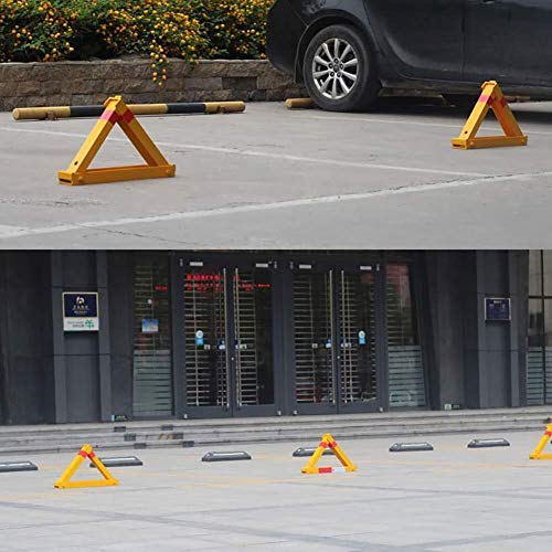 Heavy Duty Parking Barrier - Triangle Collision Avoidance Parking Lock with Thick Pile, Vehicle Space Holder & Fixed Bollard (Includes Padlock) | Perfect for Shopping Malls, Office Parking Lots & Residential Areas