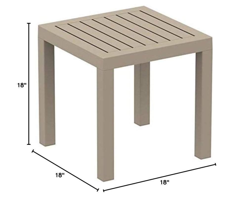 Home Square 2-Piece Square Resin Outdoor Side Table Set in Dove Gray - Perfect for Patio, Deck, Poolside & Garden Decor