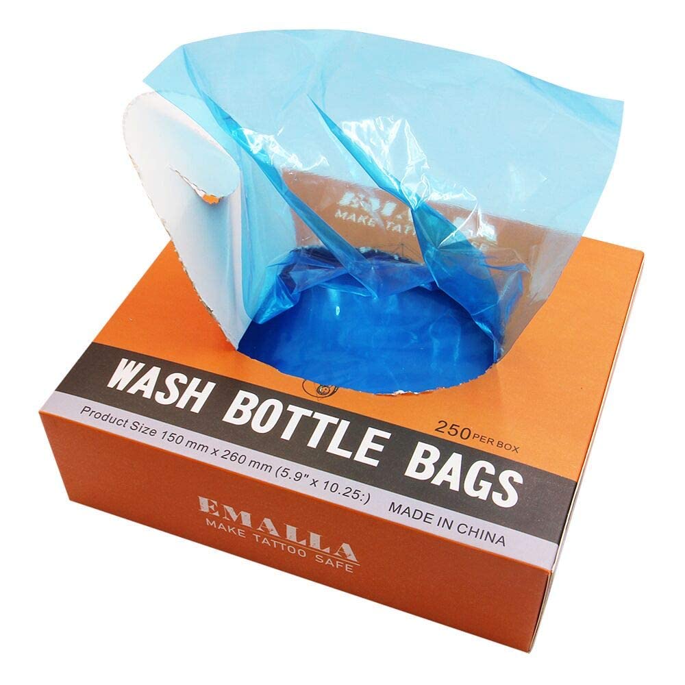 Autdor 250pcs Disposable Tattoo Wash Bottle Bags - Squeeze Bottle Covers & Sleeves for Tattoo Artists & Body Art Supplies | Perfect for Ink Storage, Hygiene Protection & Tattoo Studio Organization