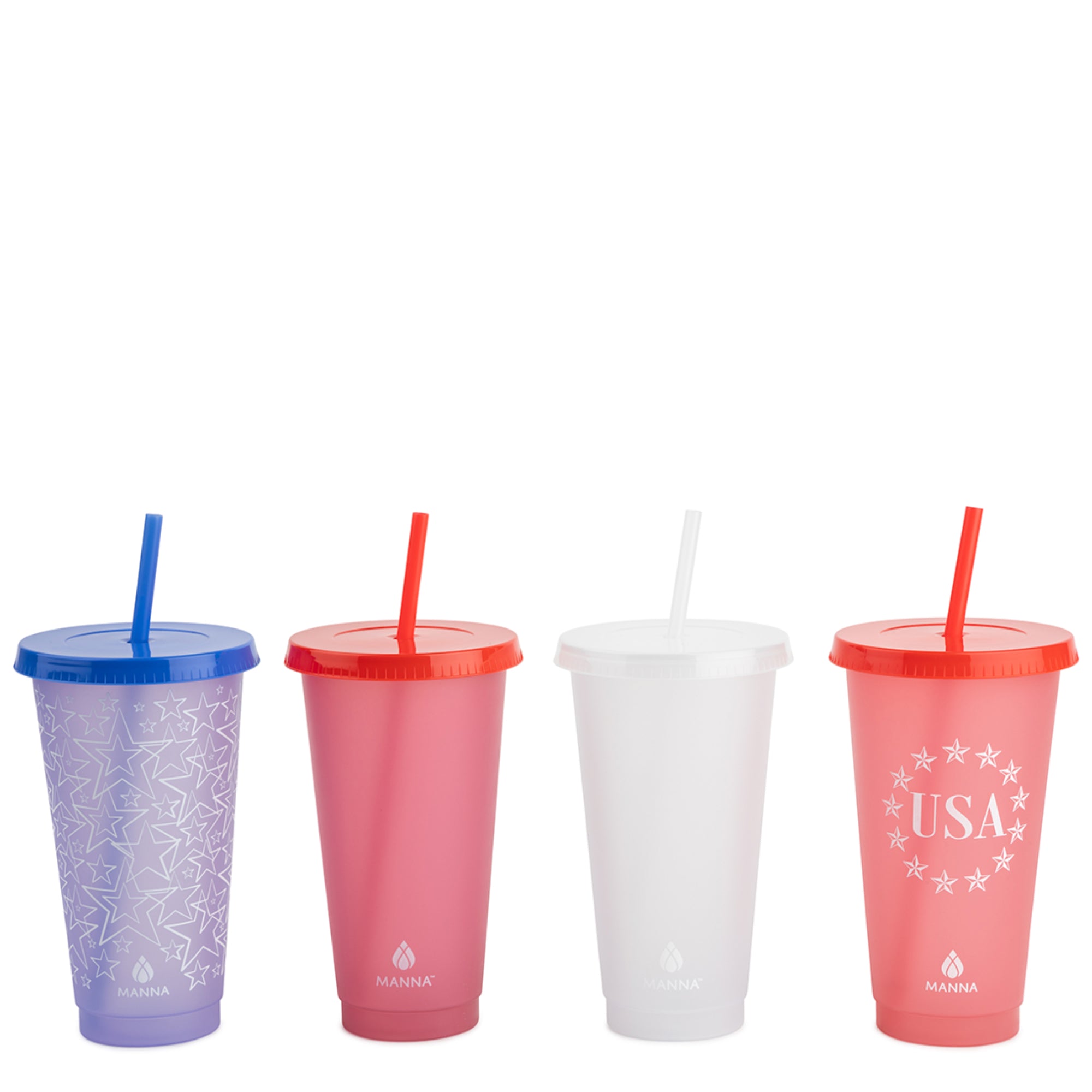4-Pack 24oz Patriotic Color Changing Cups - Red White & Blue Party Cups for 4th of July, Memorial Day, BBQs & Summer Celebrations