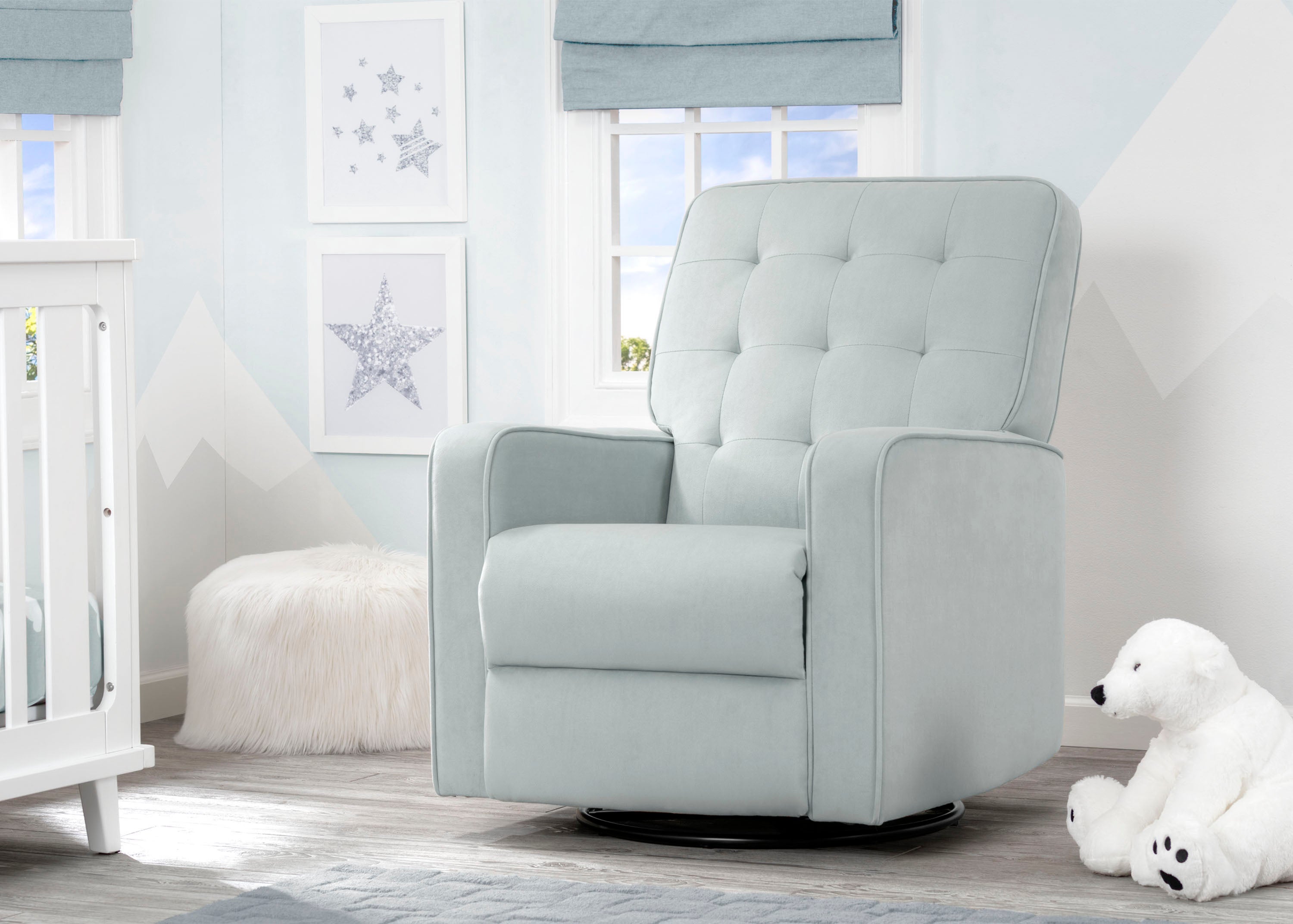 Premium Graham Nursery Glider Swivel Recliner Chair with LiveSmart Fabric by Culp - Perfect for Baby Nurseries, Breastfeeding & Relaxing